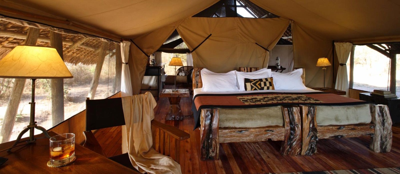 Tent interior at Jongomero in Tanzania  