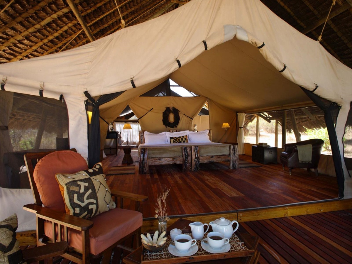 Tent interior at Jongomero in Tanzania