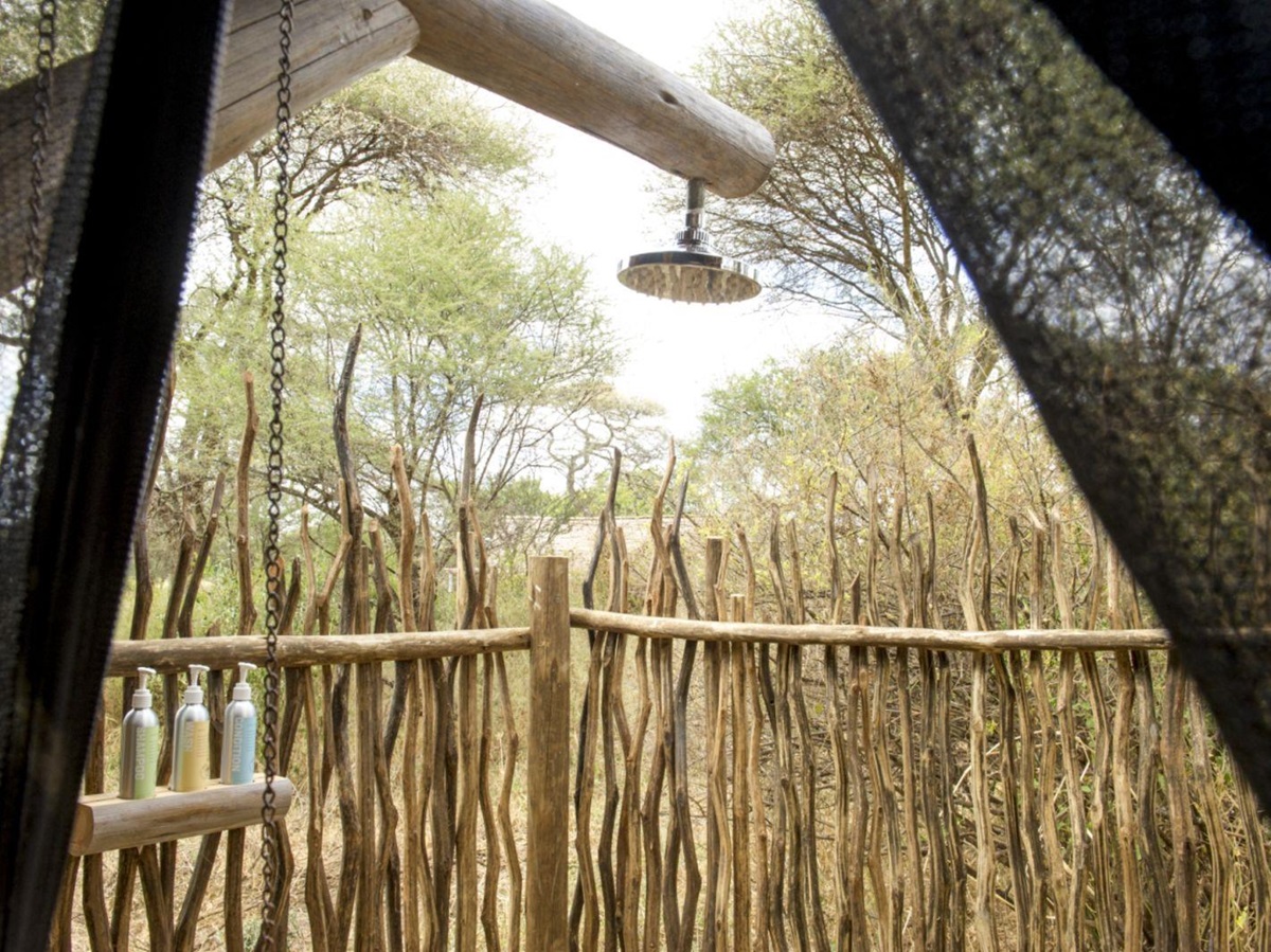 Outdoor shower at Kuro Tarangire in Tanzania