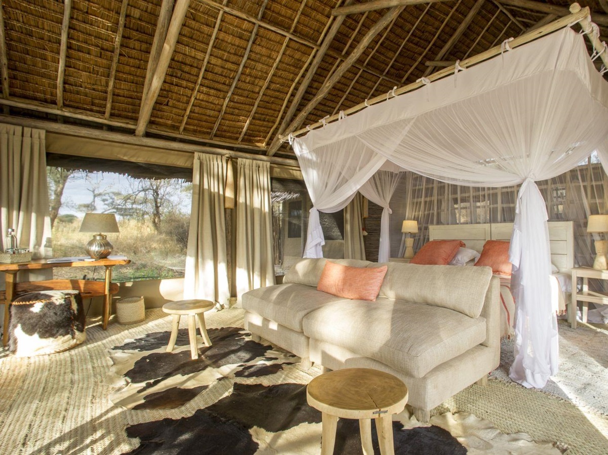Tent interior at Kuro Tarangire in Tanzania