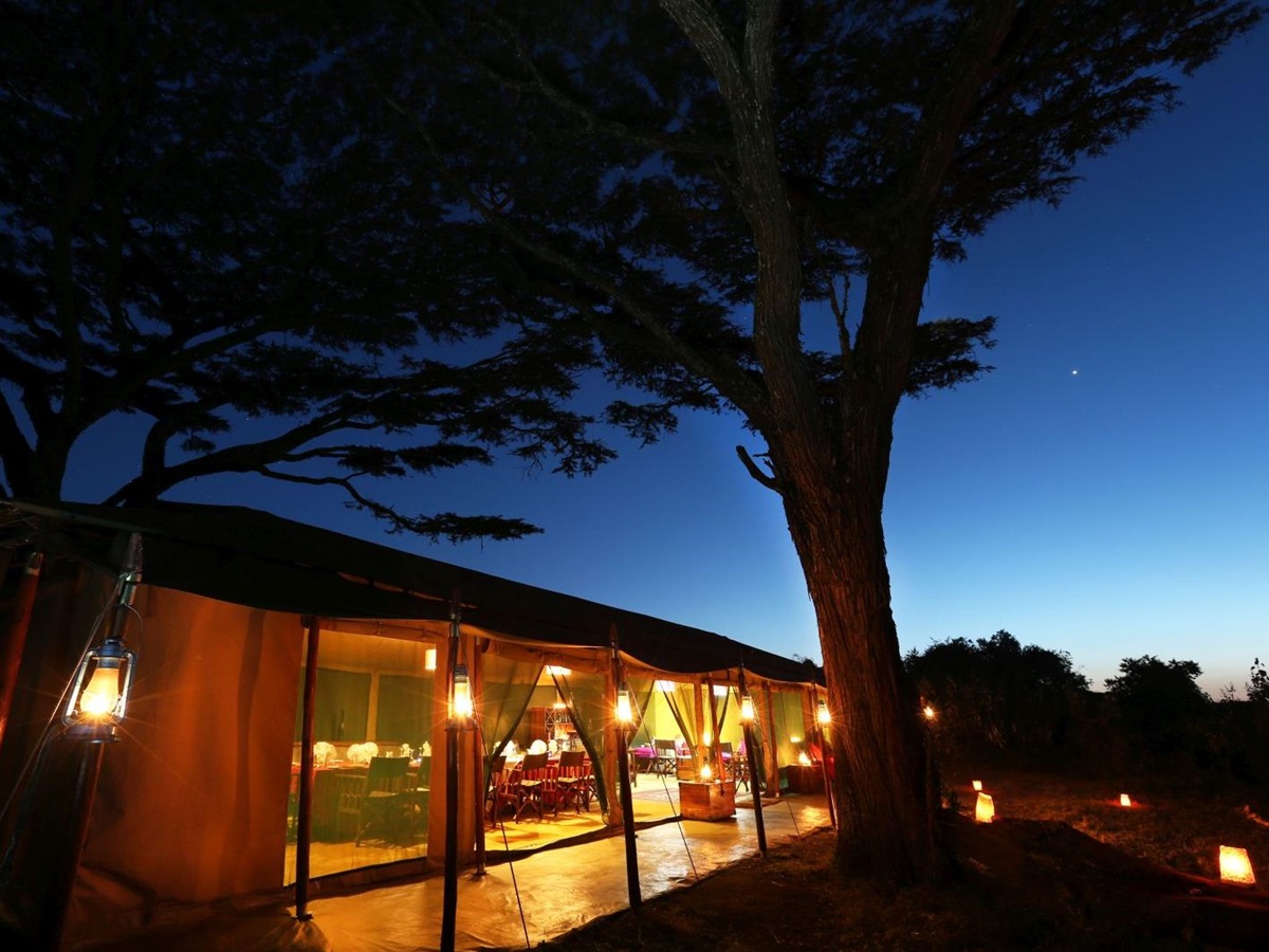 Main tent at night at Lemala Ngorongoro Tented Camp in Tanzania