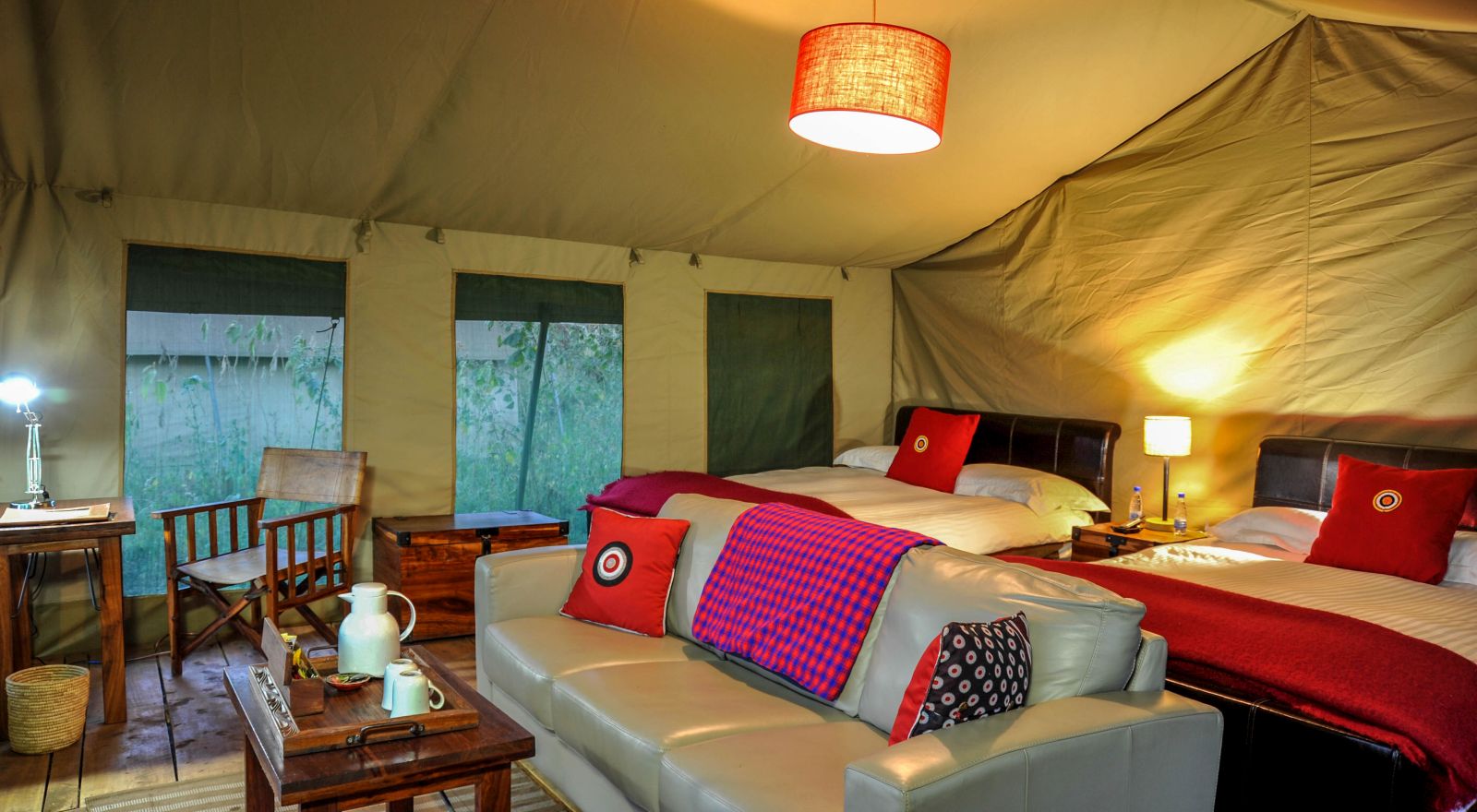 Interior of twin tent at Lemala Ngorongoro Tented Camp in Tanzania 