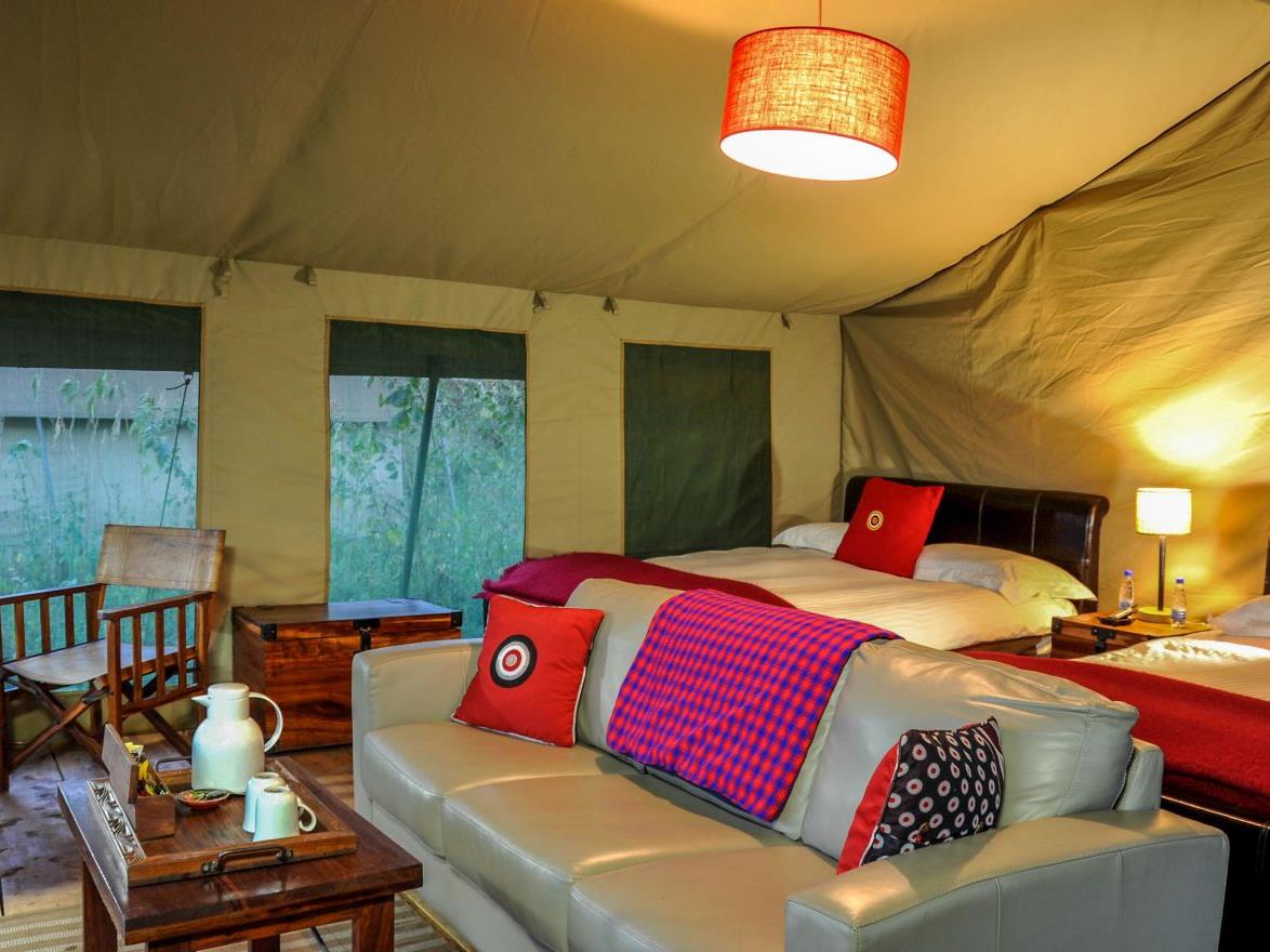 Interior of twin tent at Lemala Ngorongoro Tented Camp in Tanzania