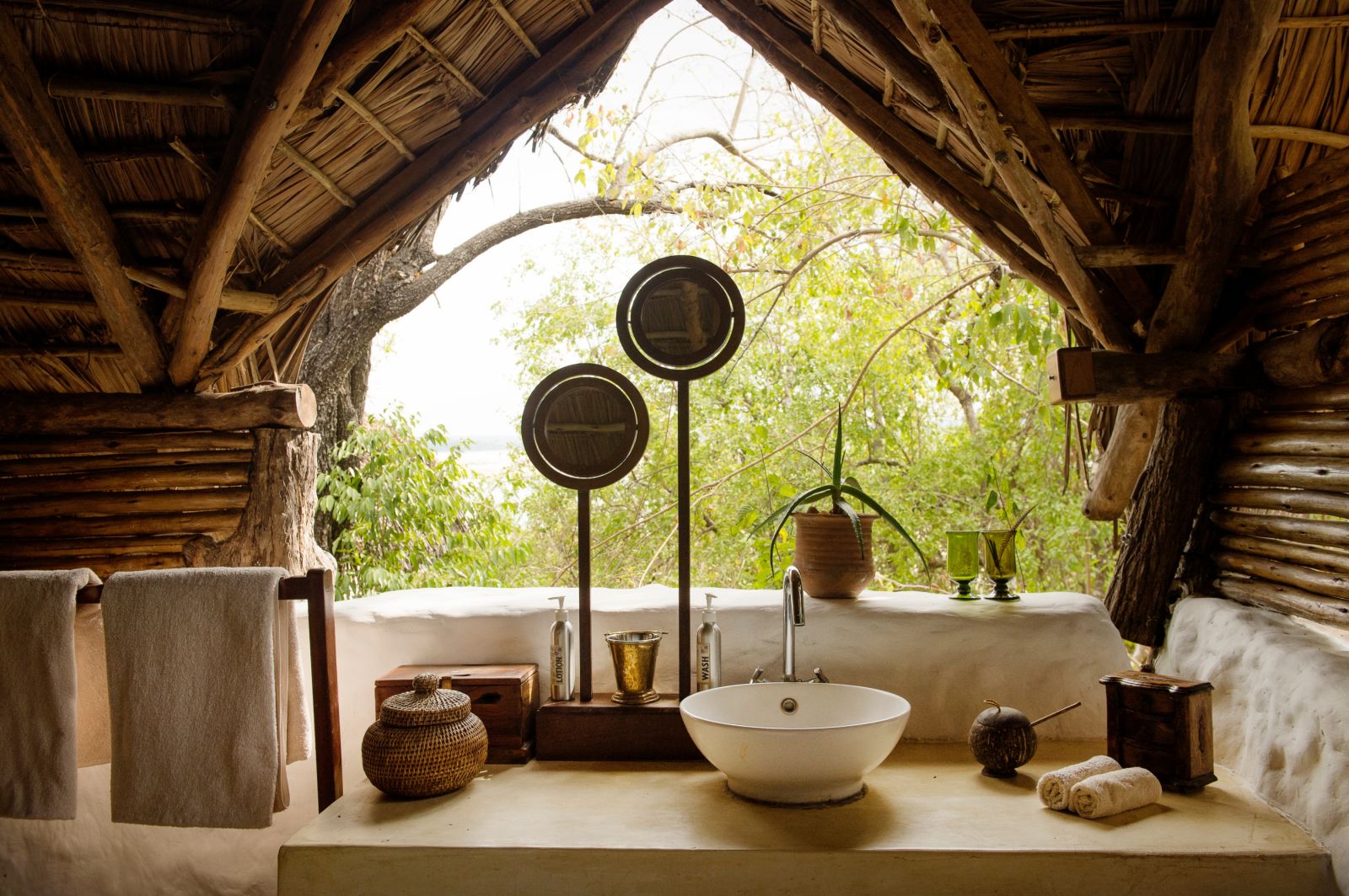 Bathroom sink at Sand Rivers Selous in Tanzania 