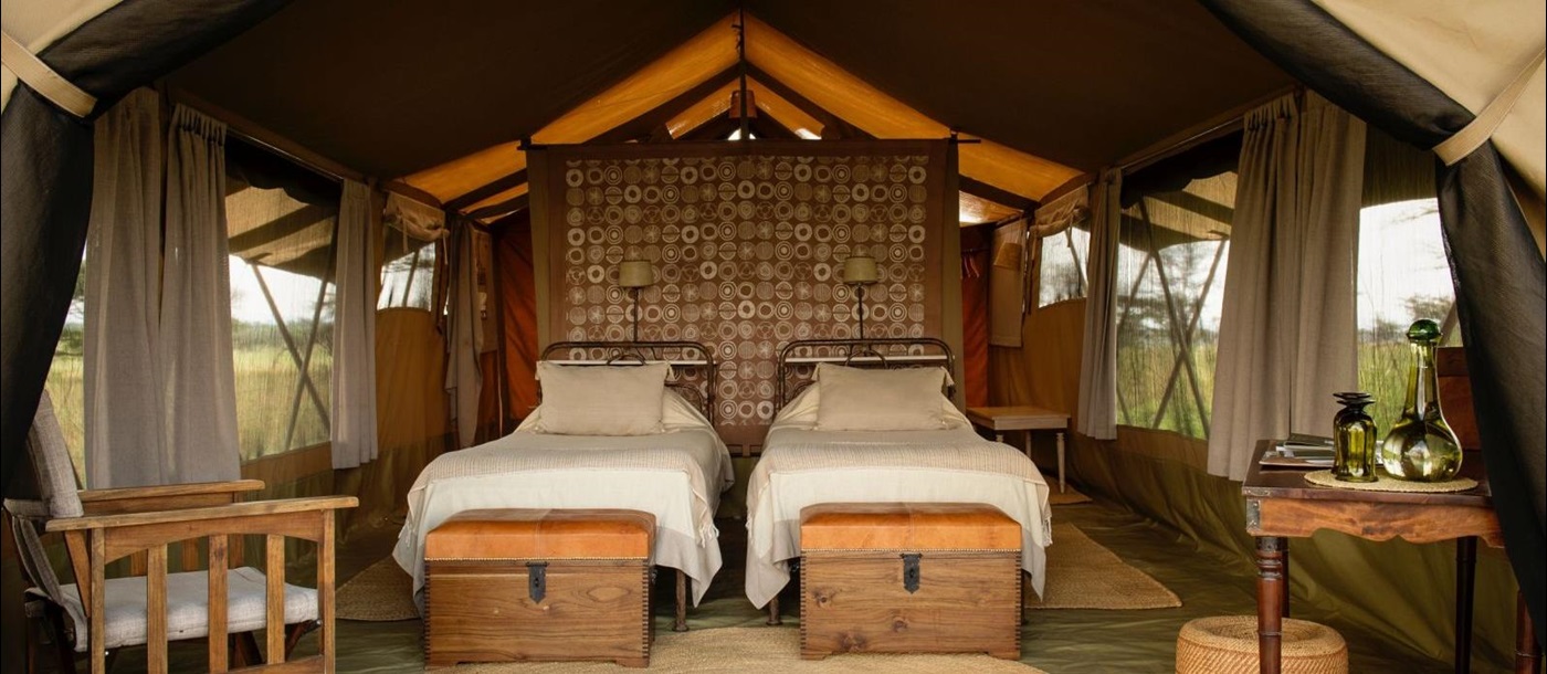 Twin room at Serengeti Safari Camp in Tanzania 