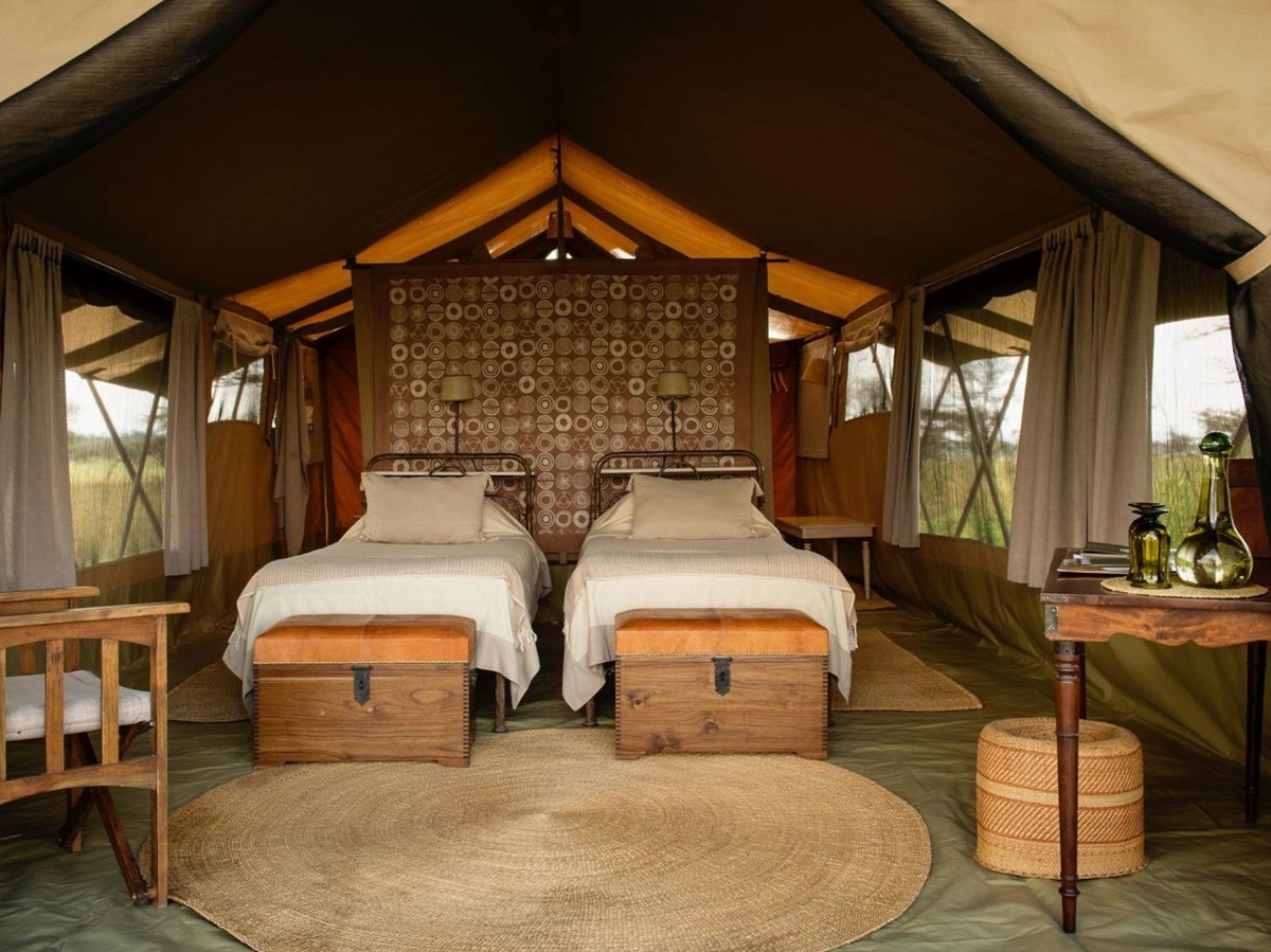 Twin room at Serengeti Safari Camp in Tanzania