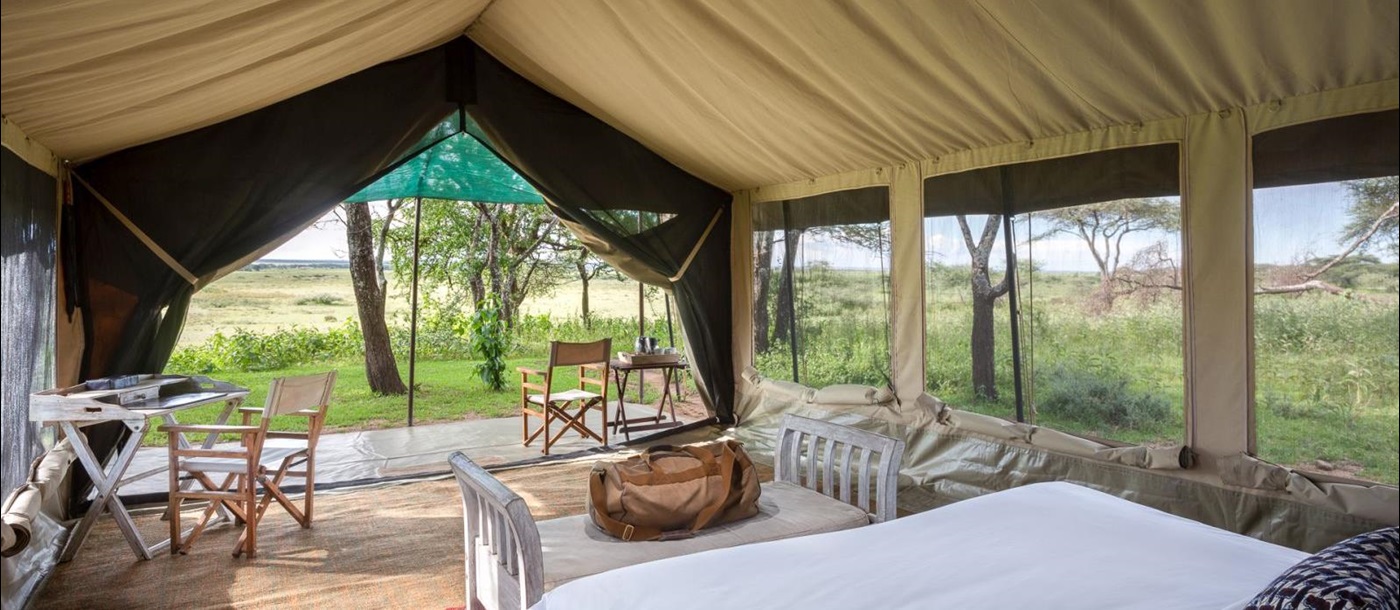 View from tent at Serian's Serengeti North Camp in Tanzania 