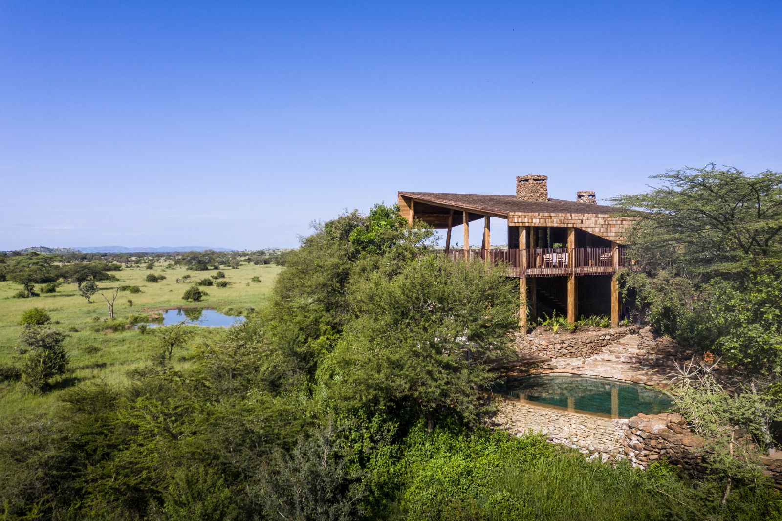 View of lodge at Singita Faru Faru Lodge in Tanzania
