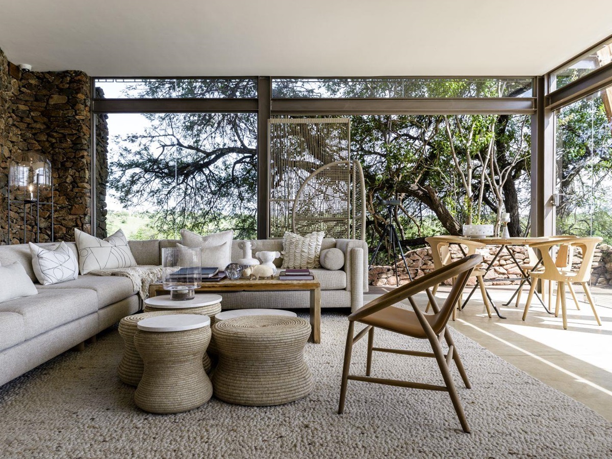 Sitting area at Singita Faru Faru Lodge in Tanzania