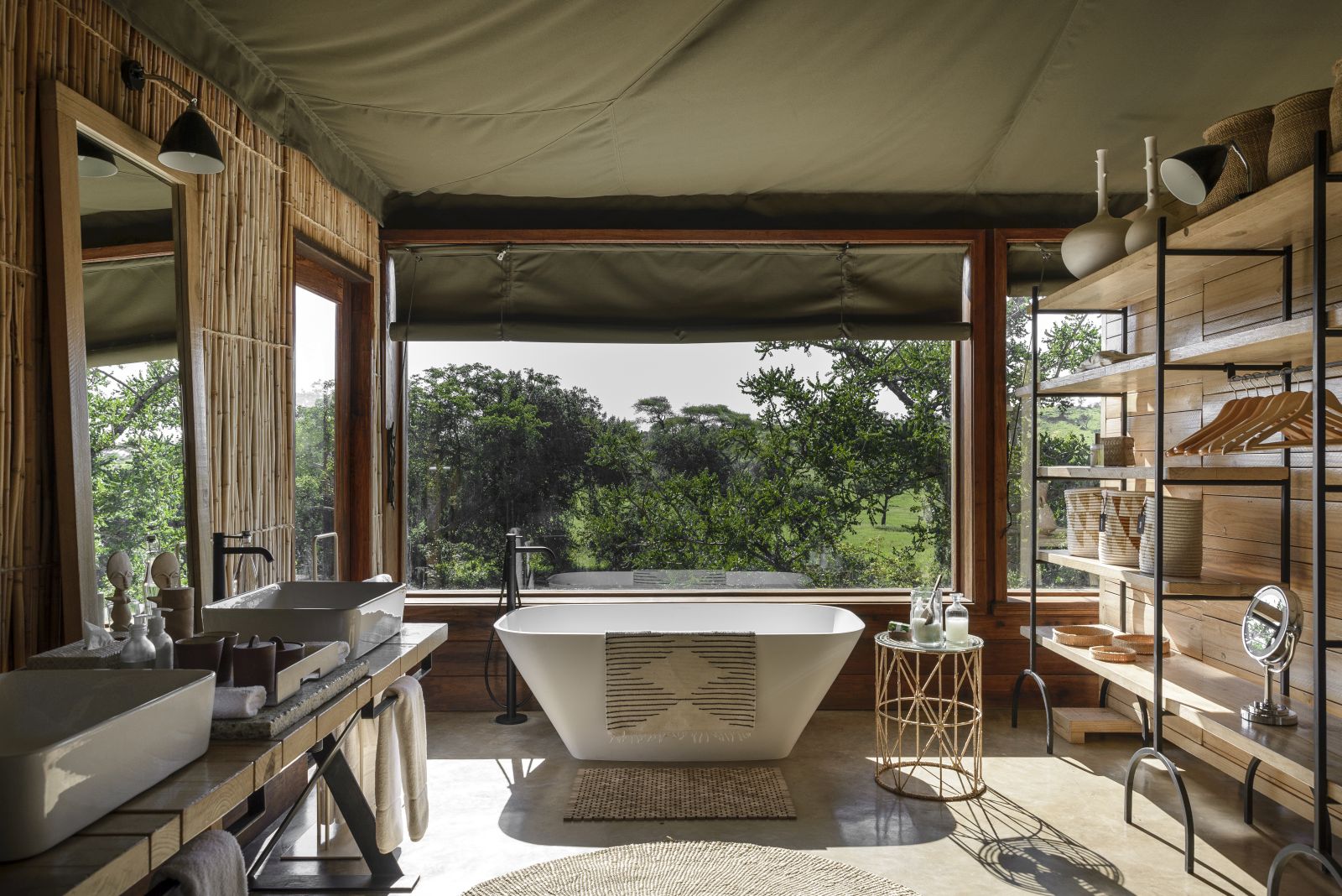 Suite bathroom at Singita Faru Faru Lodge in Tanzania