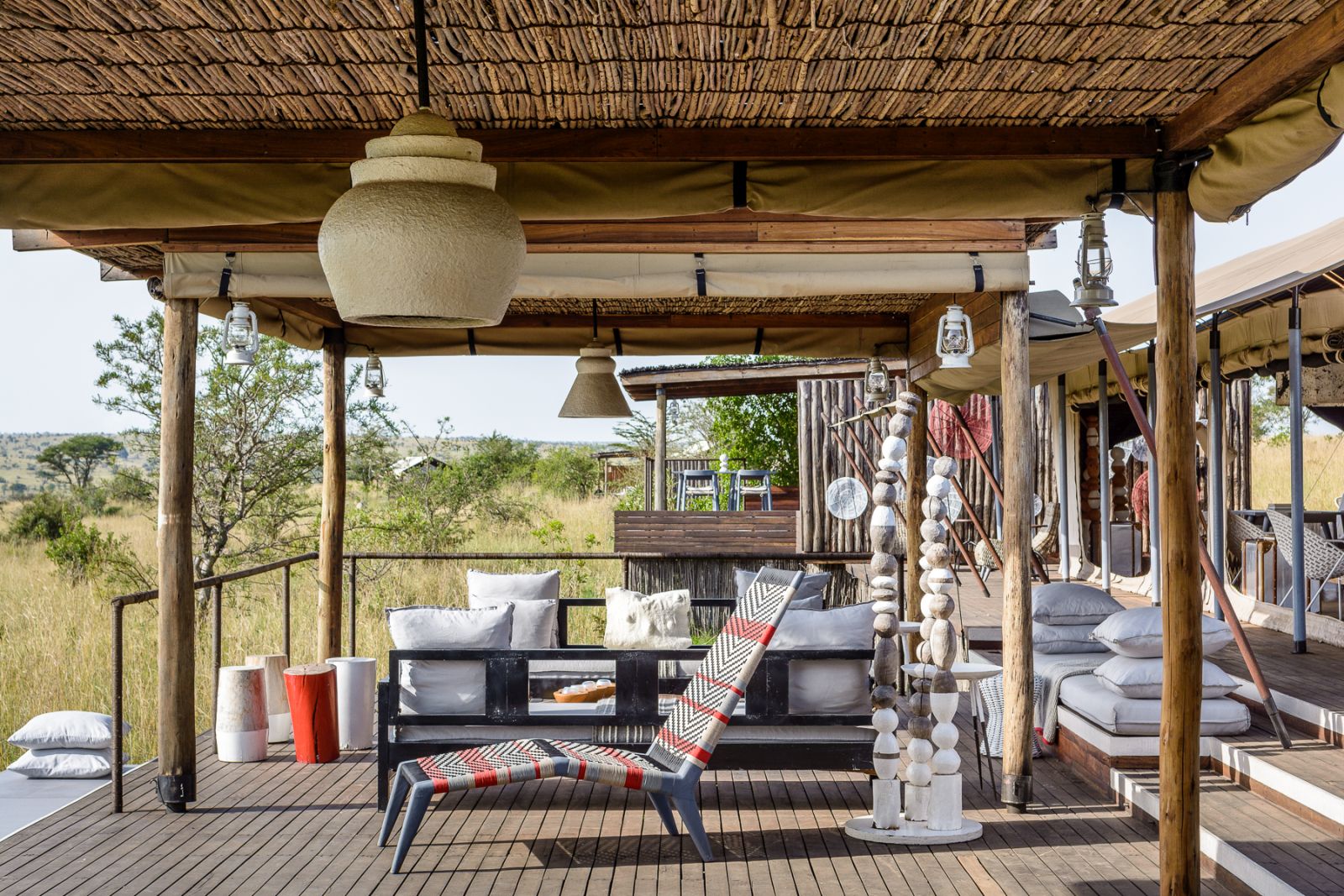 Mess tent deck at Singita Mara River Tented Camp in Tanzania 