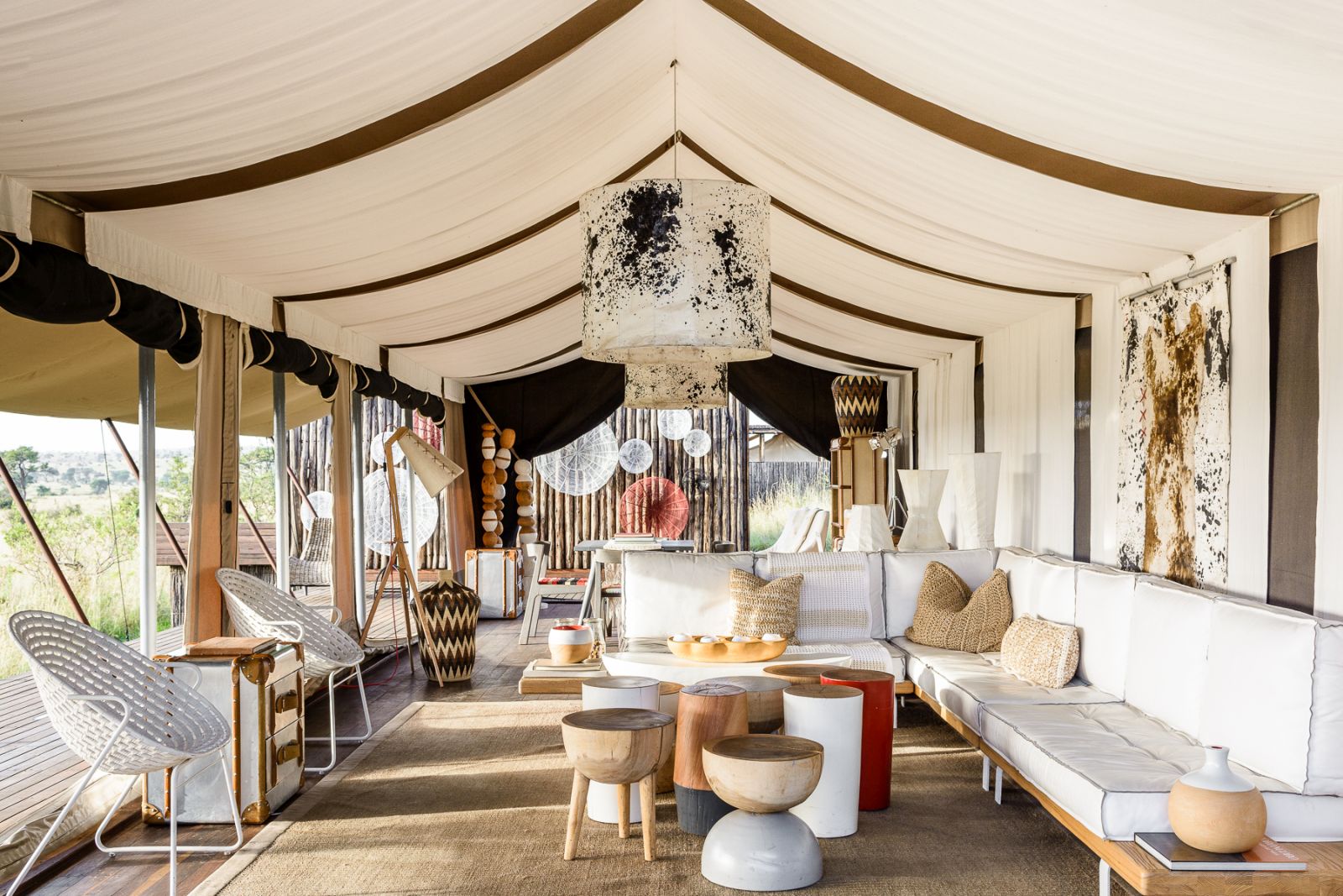 Mess tent interior at Singita Mara River Tented Camp in Tanzania 