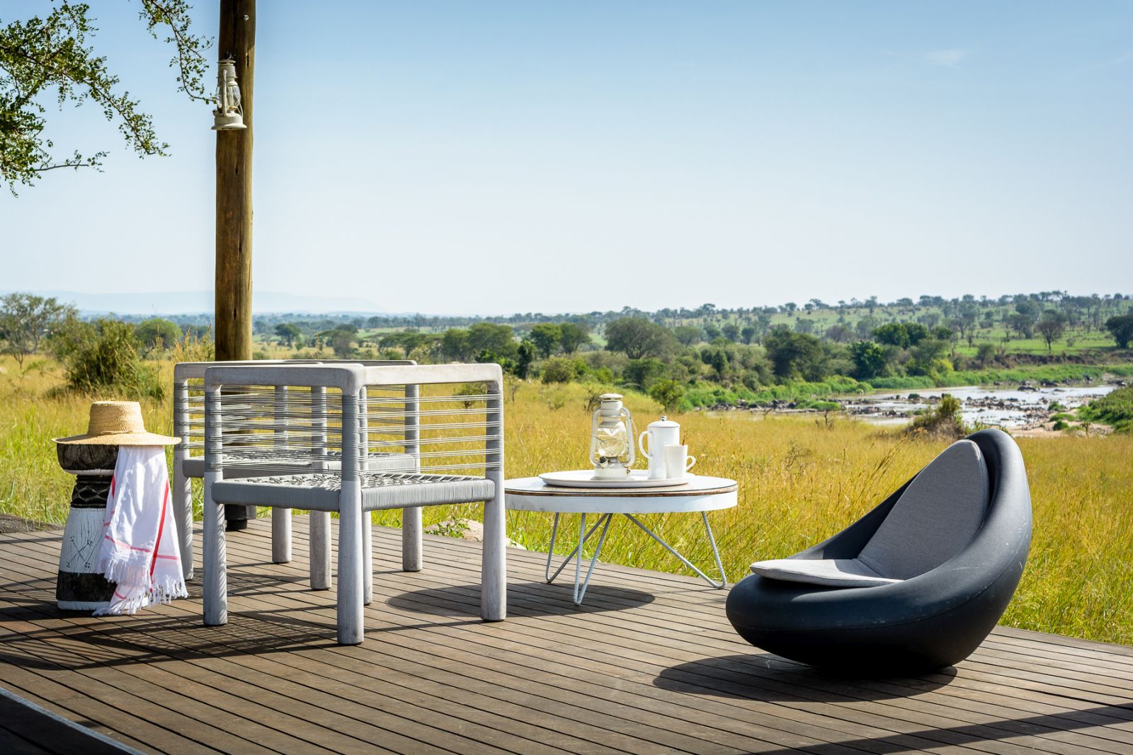 View from decking at Singita Mara River Tented Camp in Tanzania 
