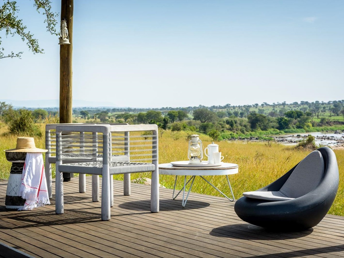 View from decking at Singita Mara River Tented Camp in Tanzania
