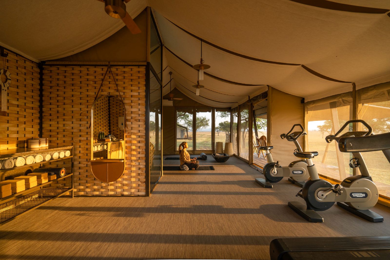 The gym at Singita Sabora Tented Camp in Tanzania