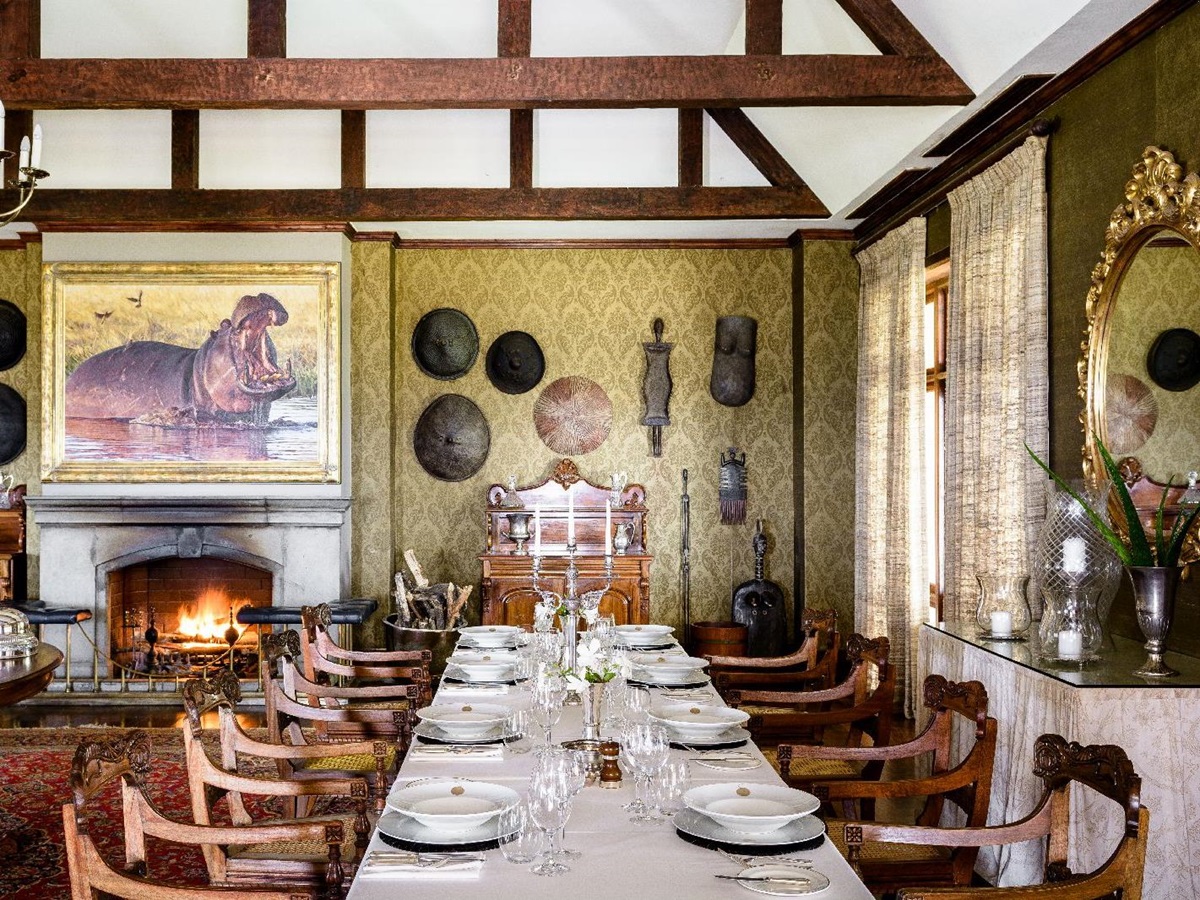 Guest dining room at Singita Sasakwa Lodge in Tanzania