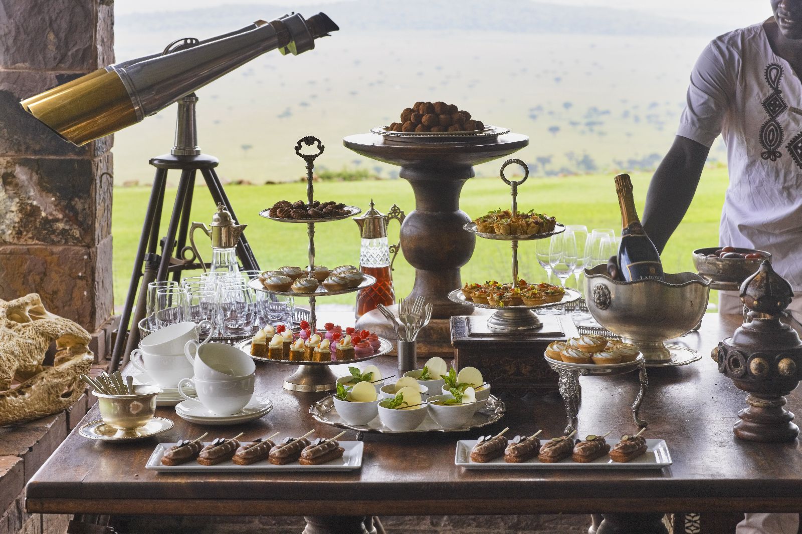 Gourmet high tea at Singita Sasakwa Lodge in Tanzania