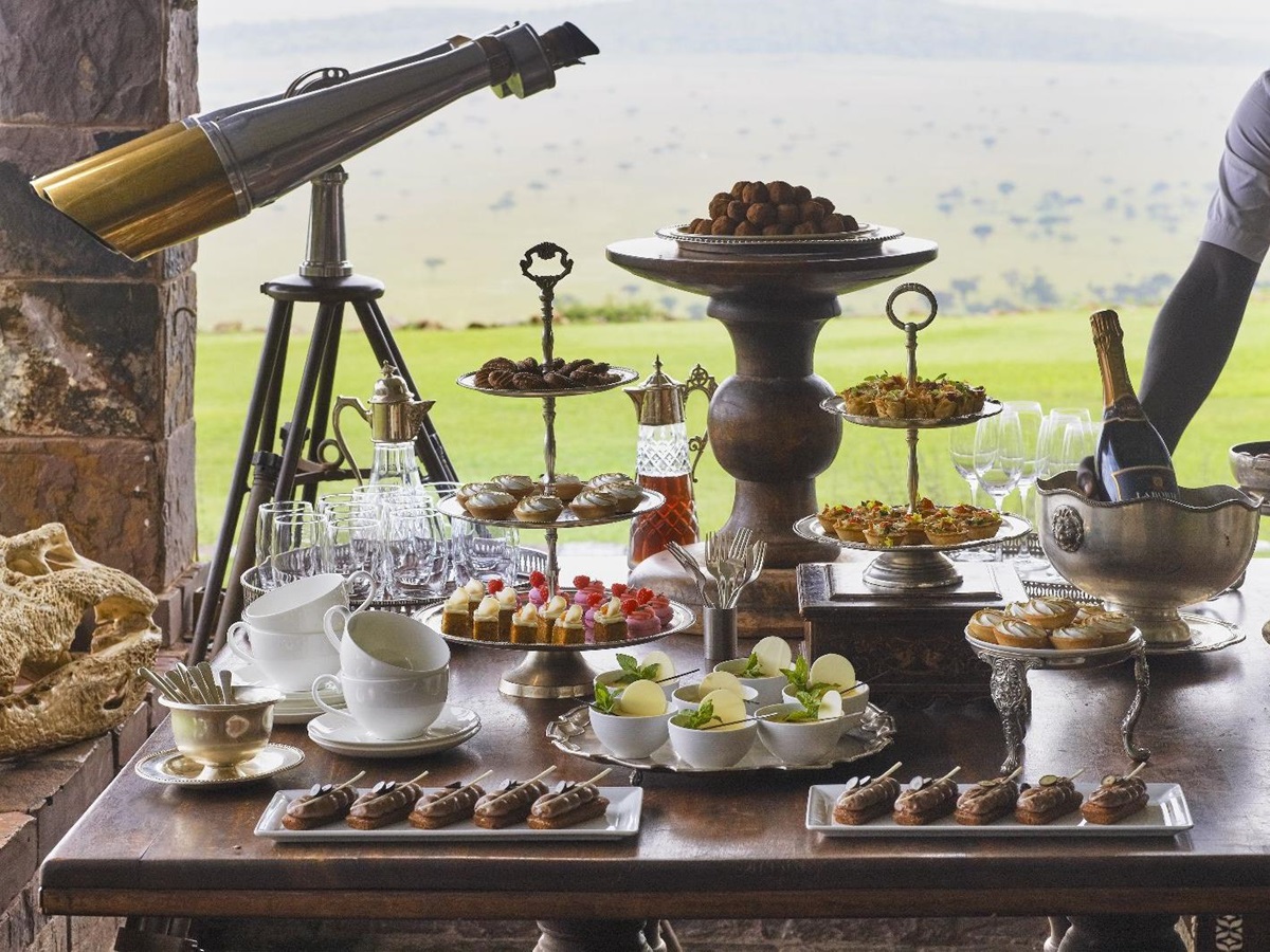 Gourmet high tea at Singita Sasakwa Lodge in Tanzania