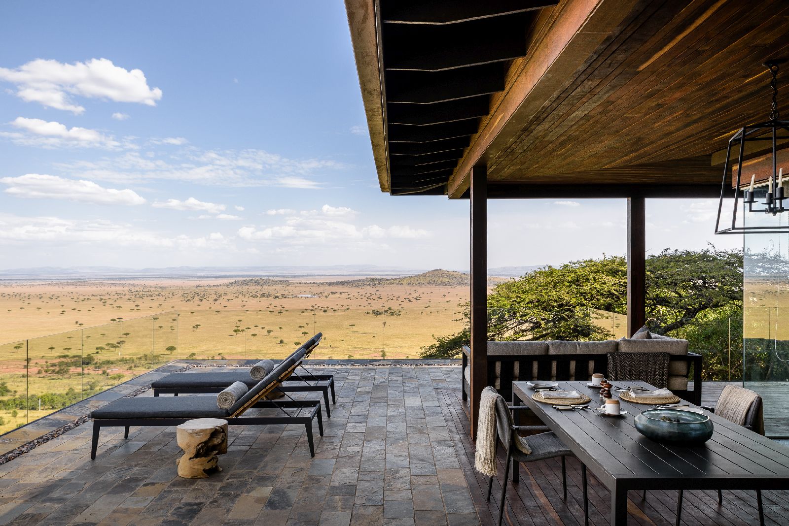 Views from the terrace of a Hillside Suite at Singita Sasakwa Lodge in Tanzania