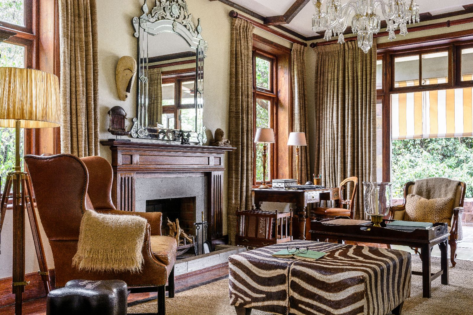 Guest lounge at Singita Sasakwa Lodge in Tanzania