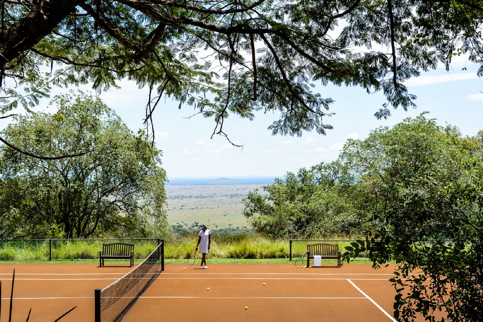 Tennis court at Singita Sasakwa Lodge in Tanzania