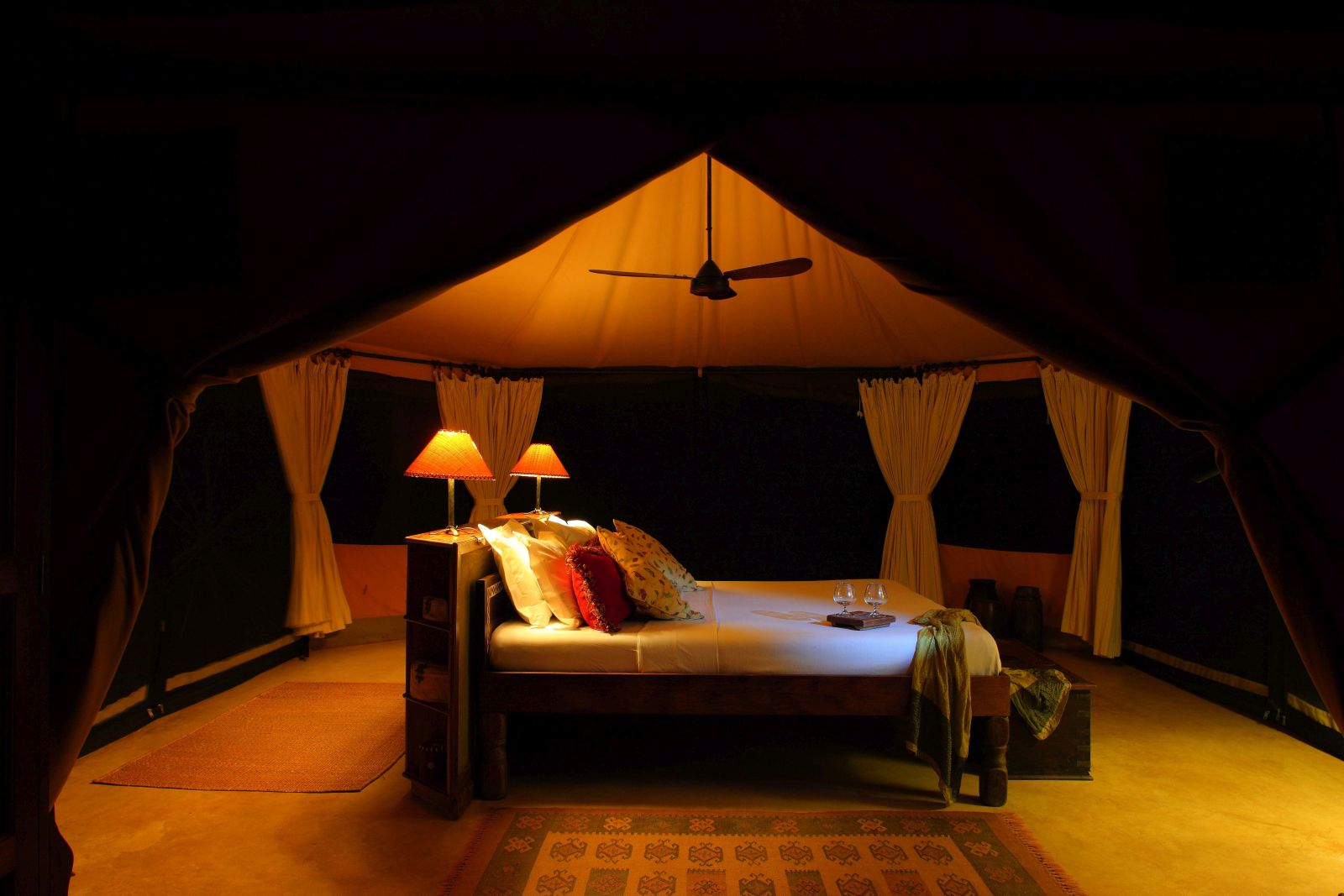 Interior of a tent at Siwandu in Tanzania 