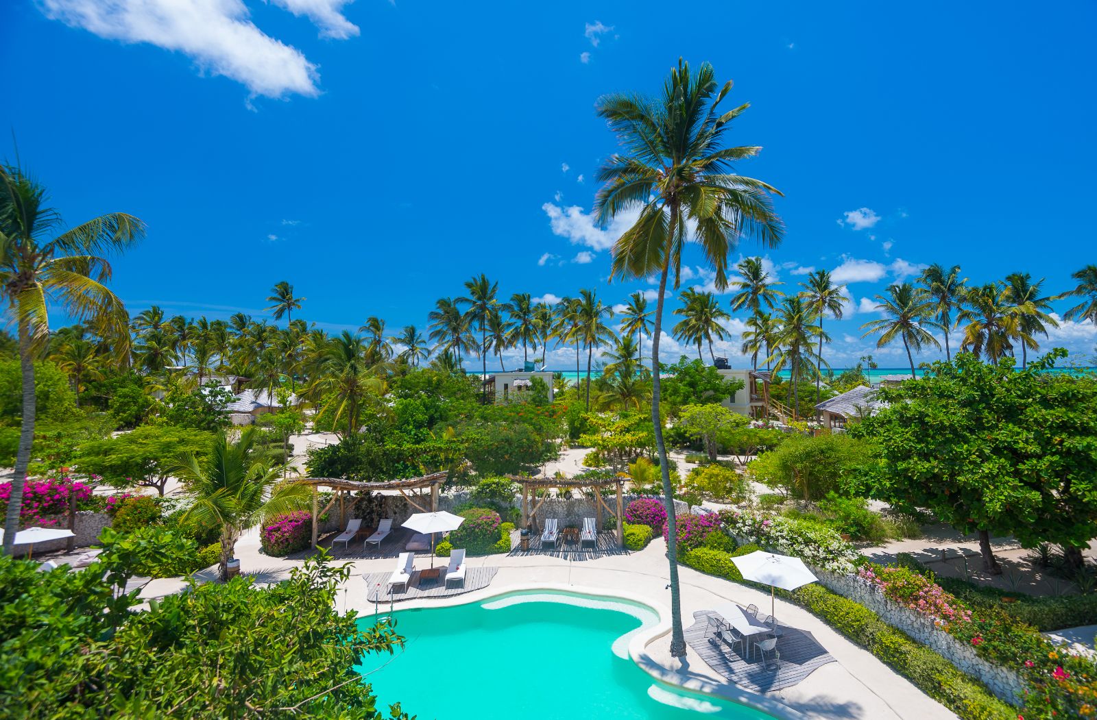 Aerial shot of White Sands resort in Zanzibar