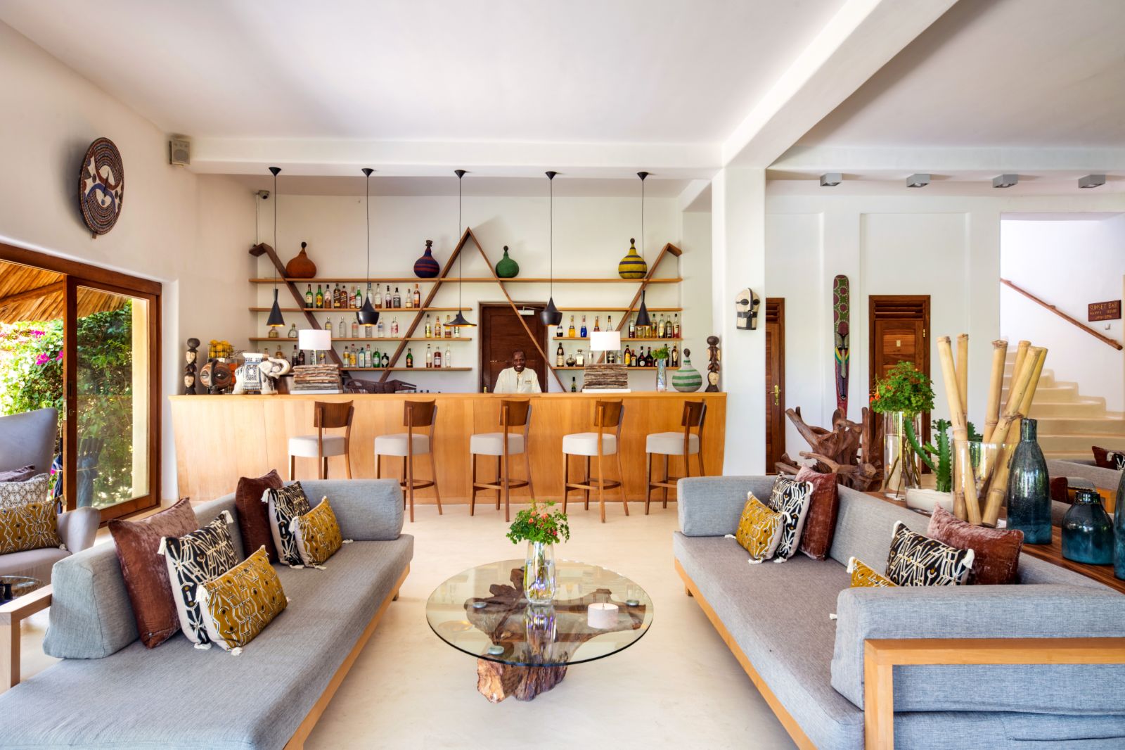 Bar and lounge at White Sands resort in Zanzibar