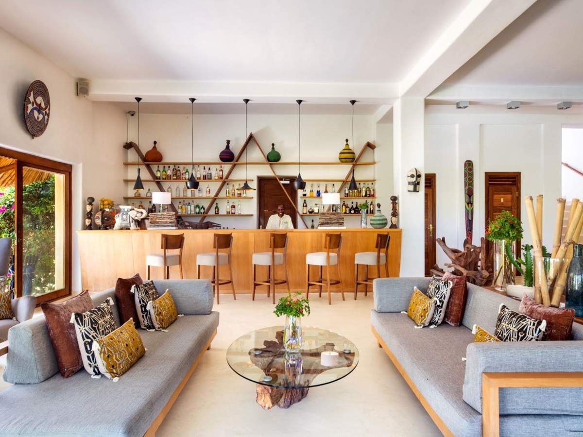 Bar and lounge at White Sands resort in Zanzibar