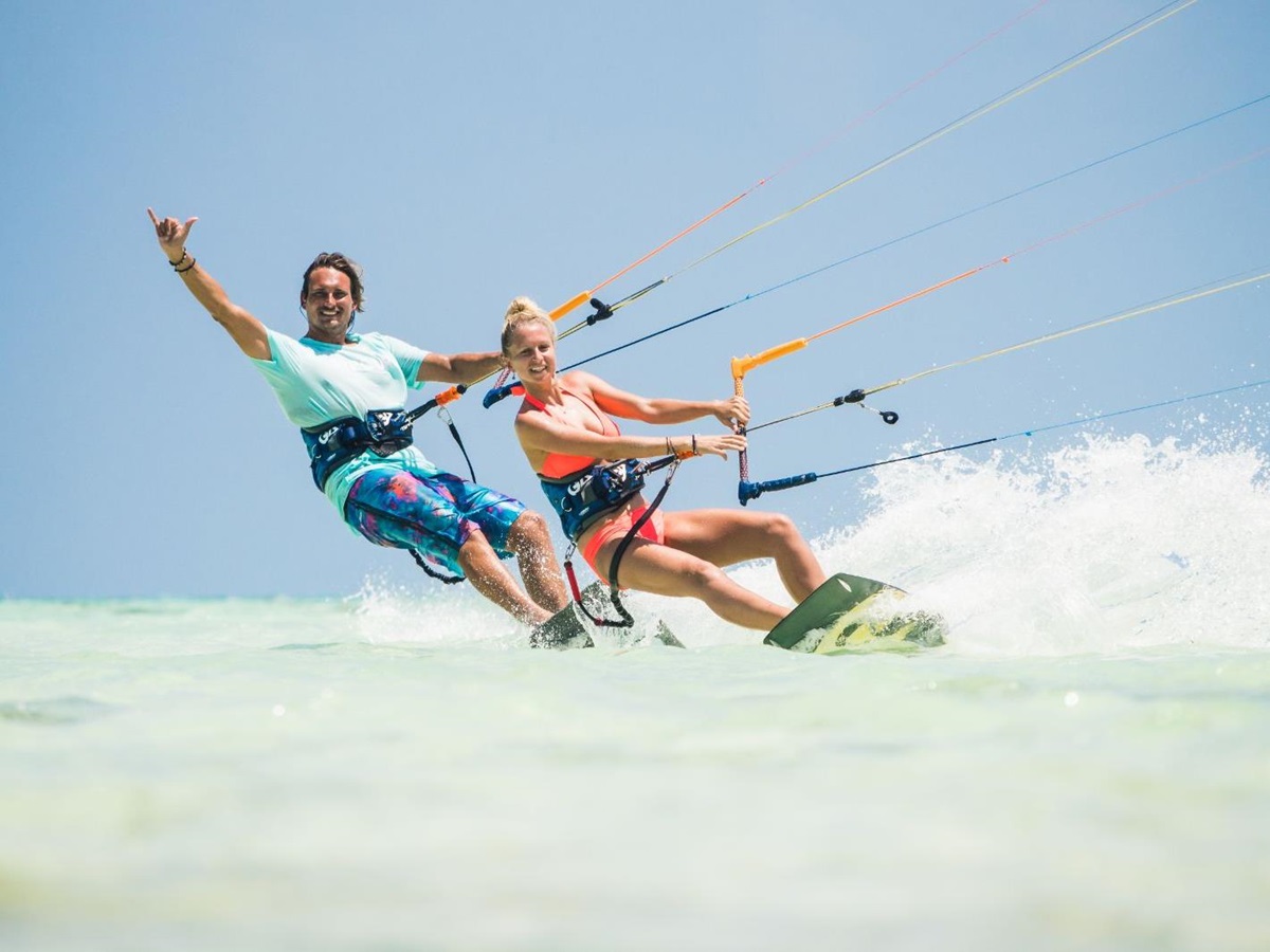 Kite surfing at White Sands resort in Zanzibar