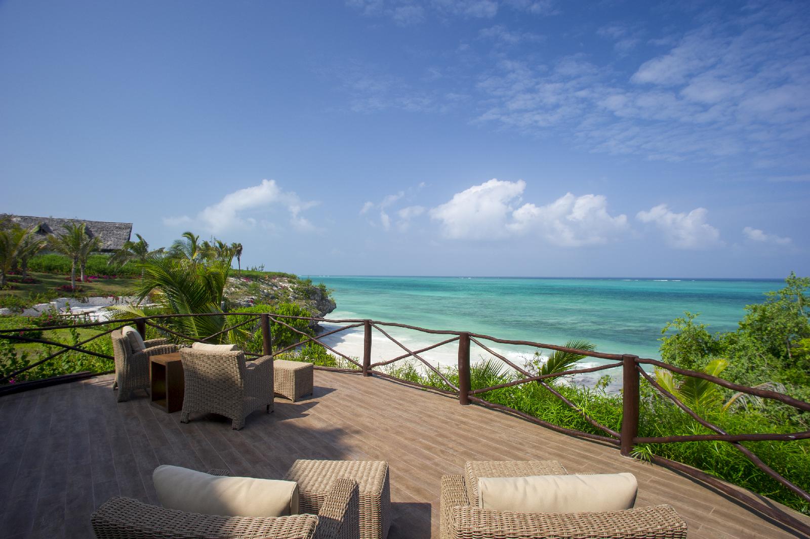 sunbeds at the private beach of Zawadi, Tanzania