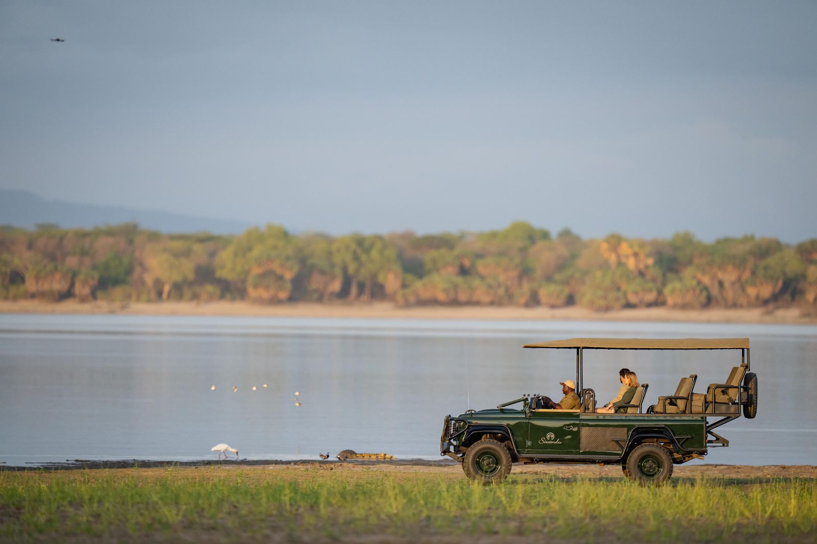 Game drive around the lake at Siwandu in Tanzania