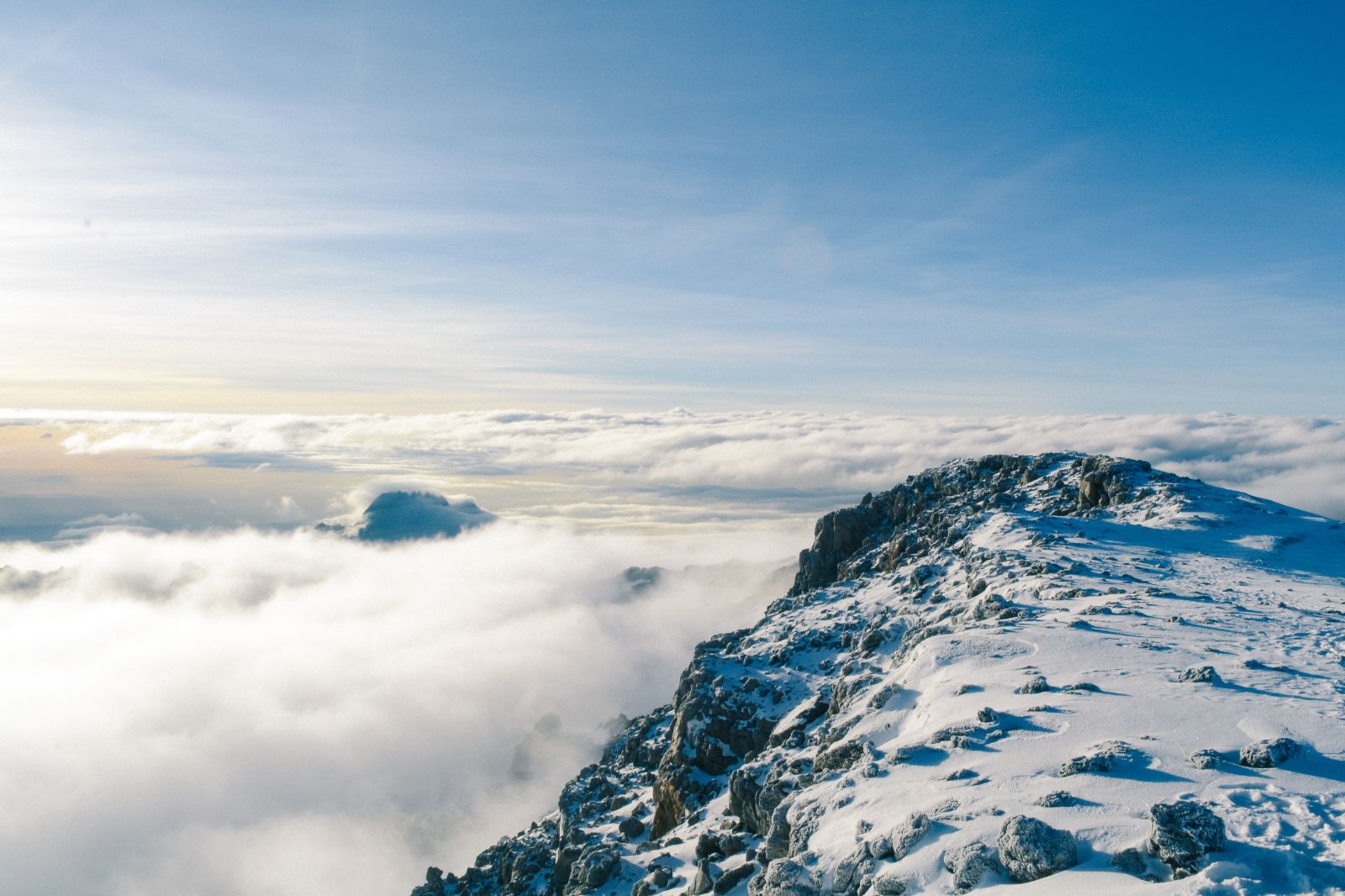 Snowy peaks of Mount Kilimanjaro in Tanzania