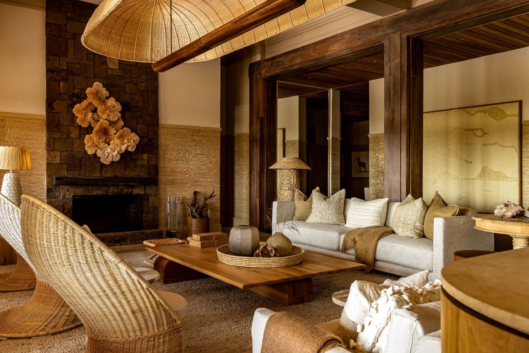 Indoor lounge area at Singita Serengeti House in Tanzania