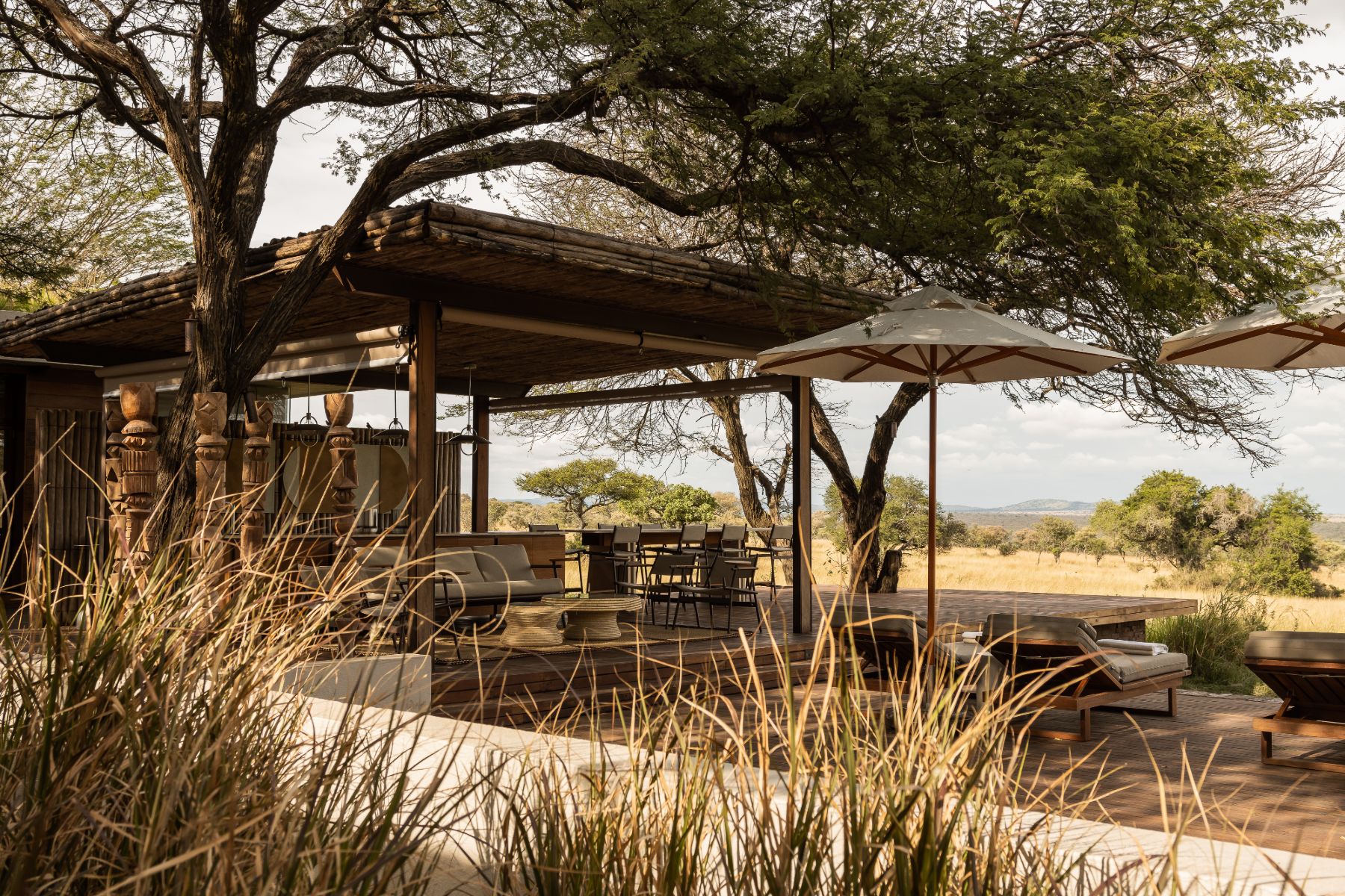 Outdoor sala at Singita Serengeti House in Tanzania