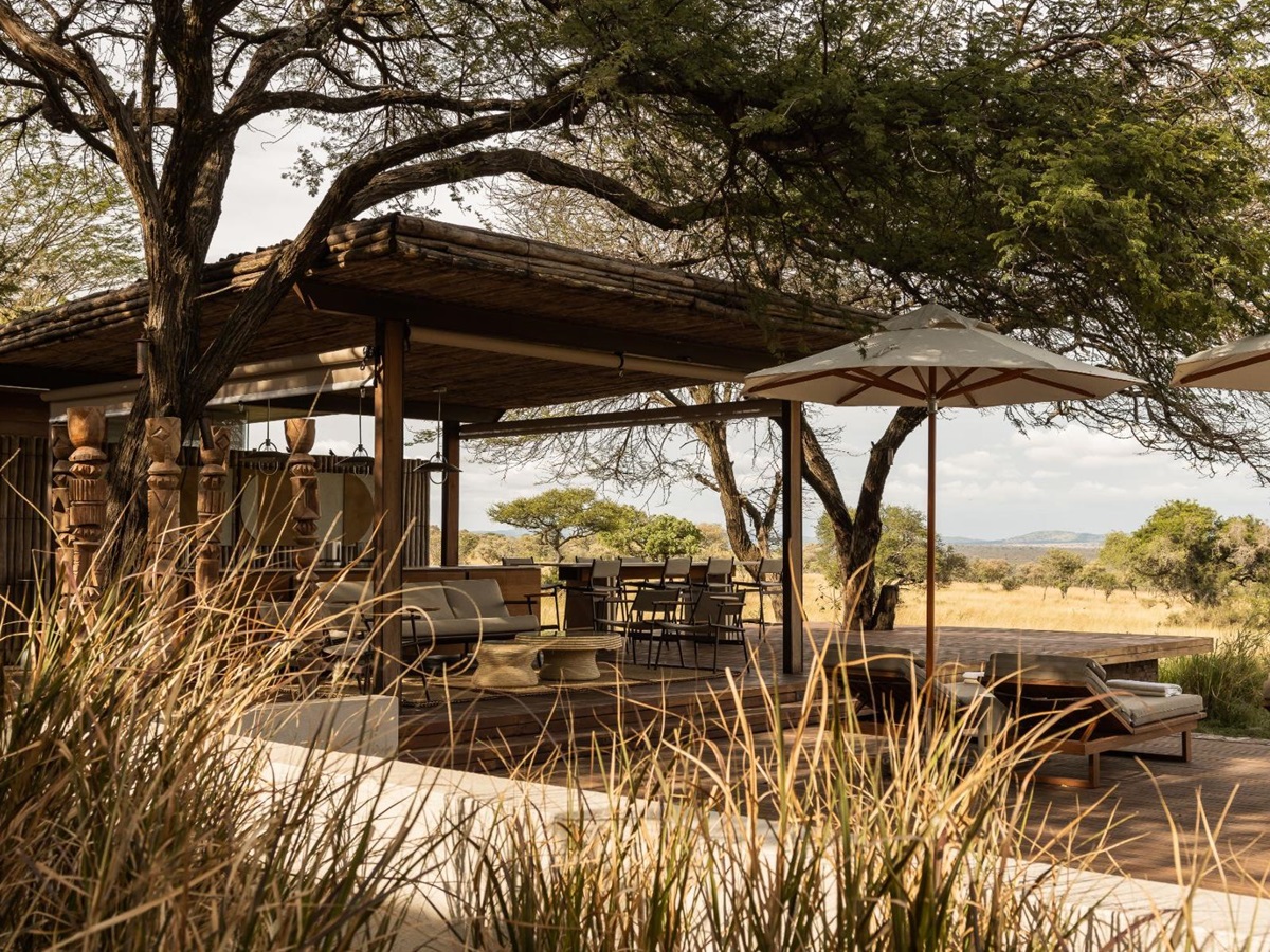 Outdoor sala at Singita Serengeti House in Tanzania