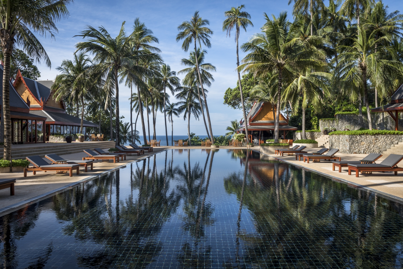 Main Pool with loungers at Amanpuri