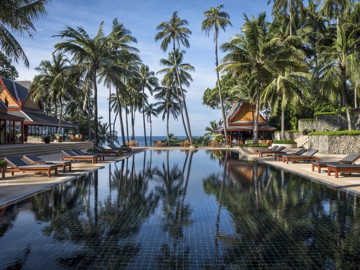 Main Pool with loungers at Amanpuri
