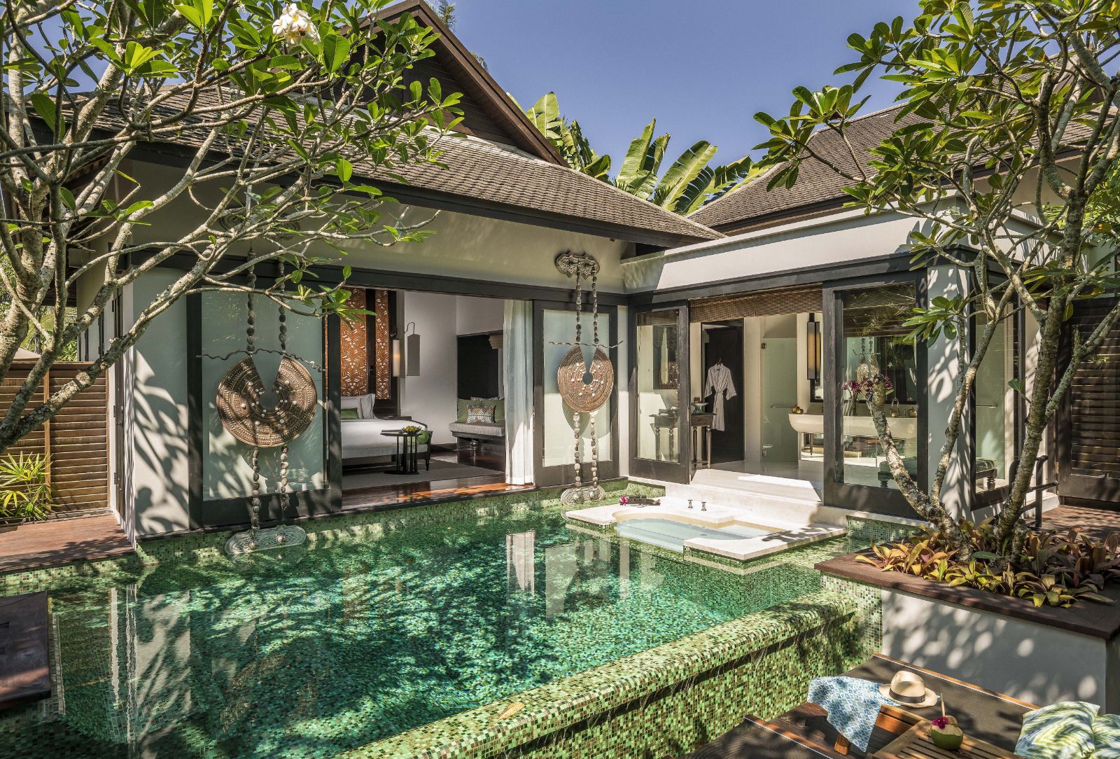 Sala guest villa exterior and pool view at Anantara Mai Khao Phuket Villas in Thailand