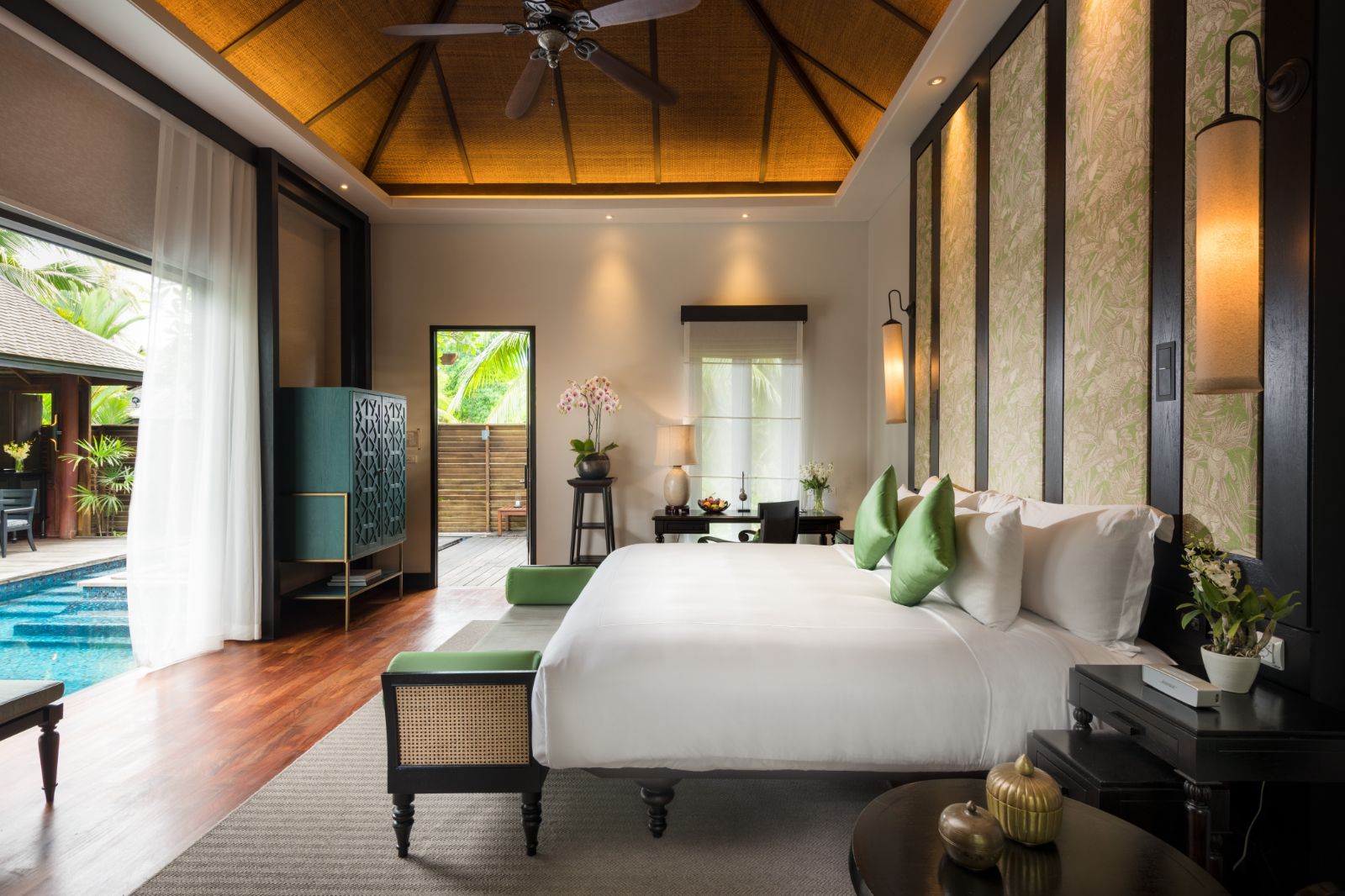 Guest villa bedroom at Anantara Mai Khao Phuket Villas in Thailand