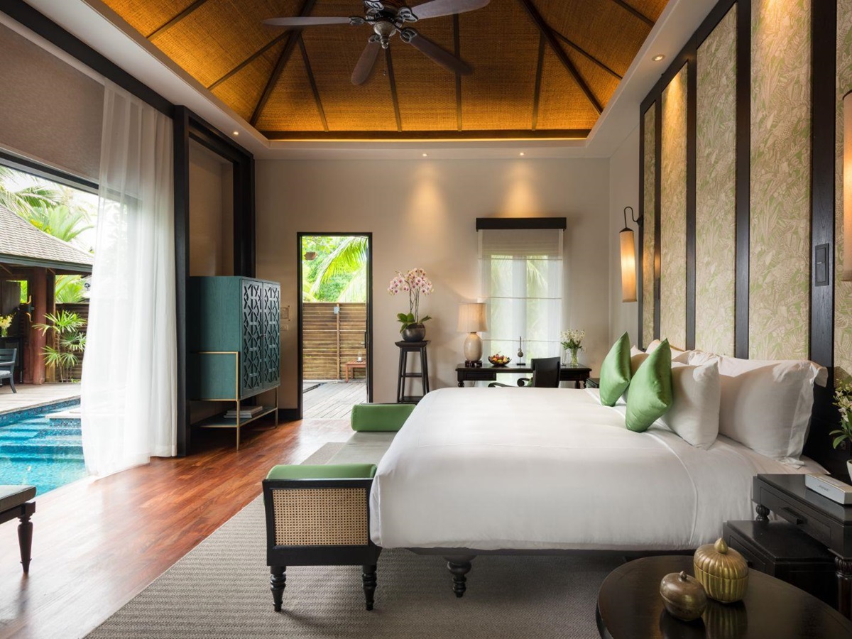 Guest villa bedroom at Anantara Mai Khao Phuket Villas in Thailand