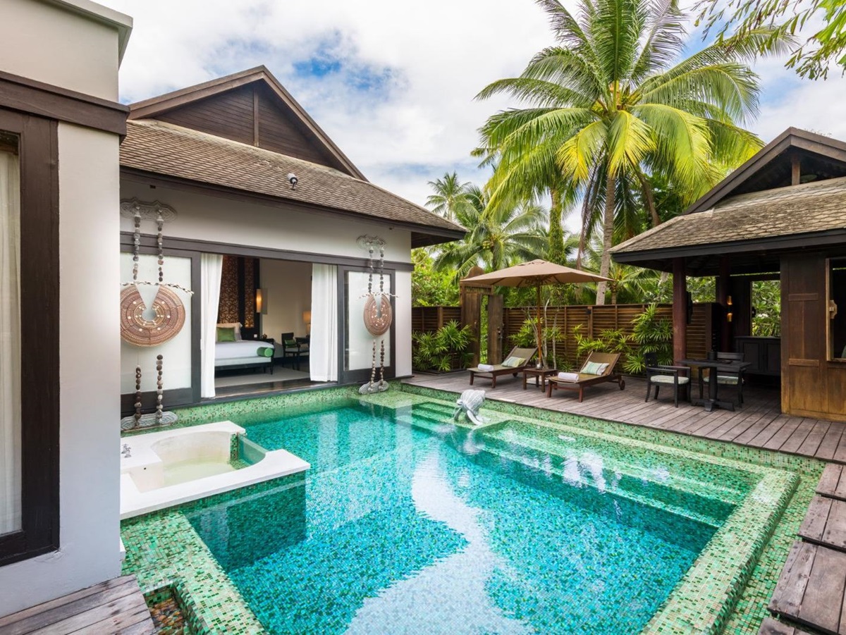 Guest villa pool and exterior at Anantara Mai Khao Phuket Villas in Thailand