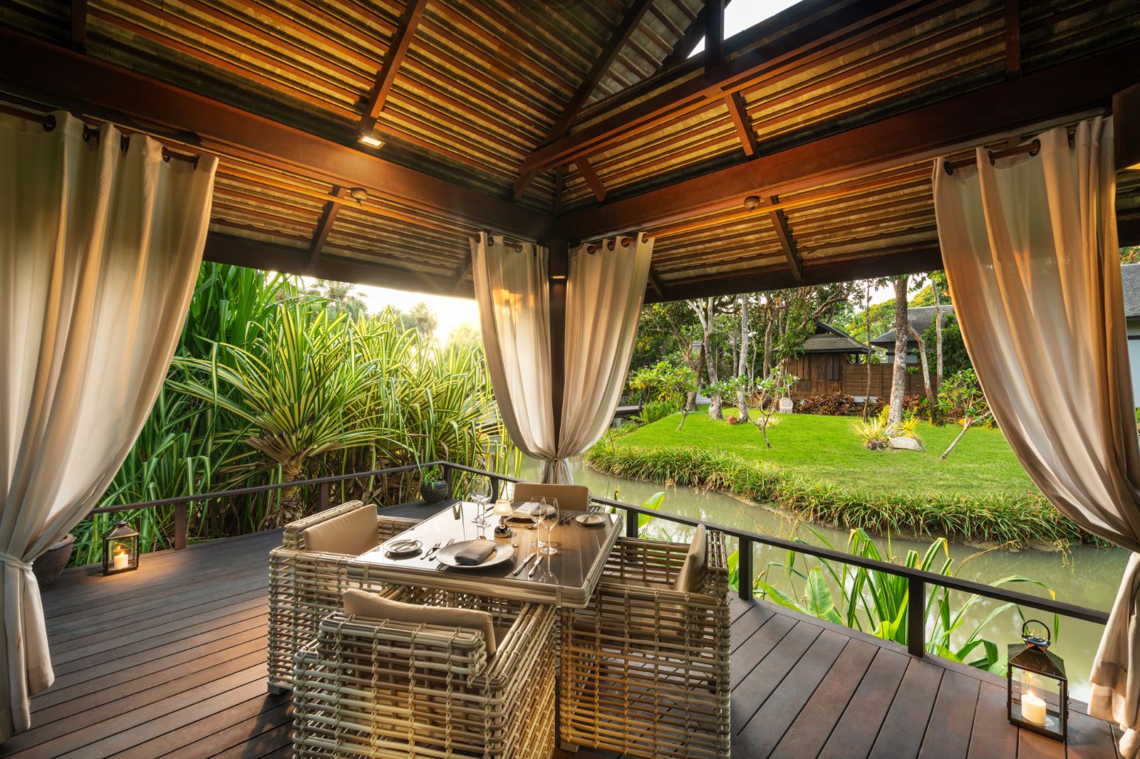 Royal Villa deck with river views at Anantara Mai Khao Phuket Villas in Thailand
