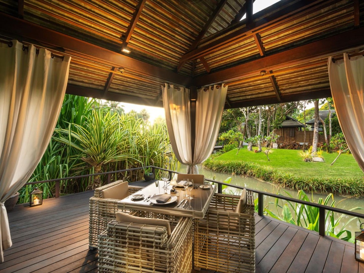 Royal Villa deck with river views at Anantara Mai Khao Phuket Villas in Thailand