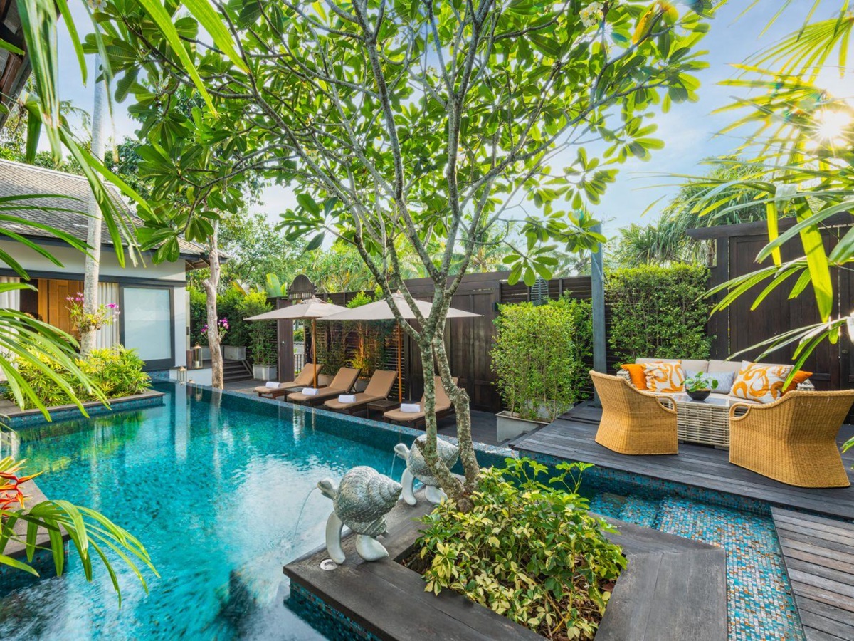 Royal Villa pool and exterior at Anantara Mai Khao Phuket Villas in Thailand