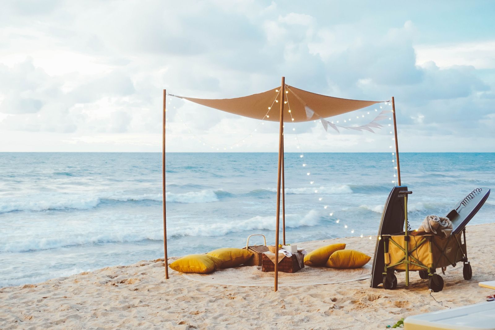 Beach picnic setup at Devasom Khao Lak on the south coast of Thailand