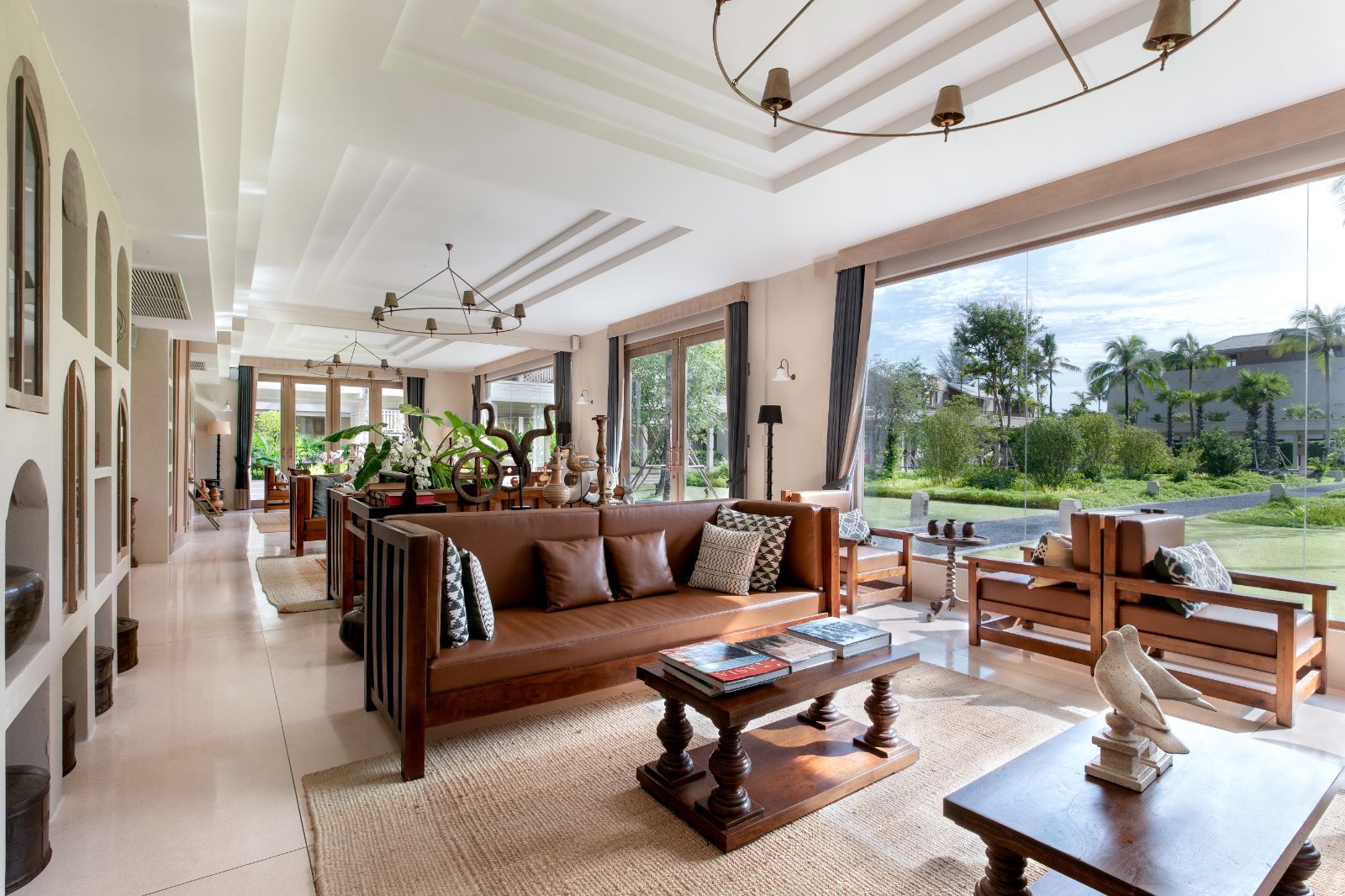 Library and view of grounds at Devasom Khao Lak on the south coast of Thailand