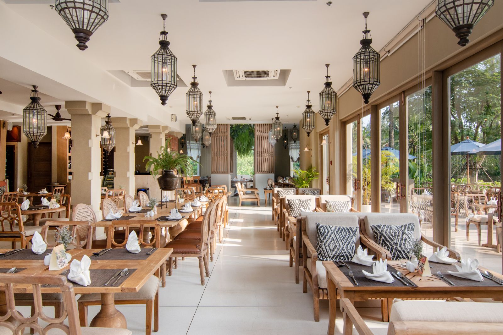 Takola restaurant terrace at Devasom Khao Lak on the south coast of Thailand