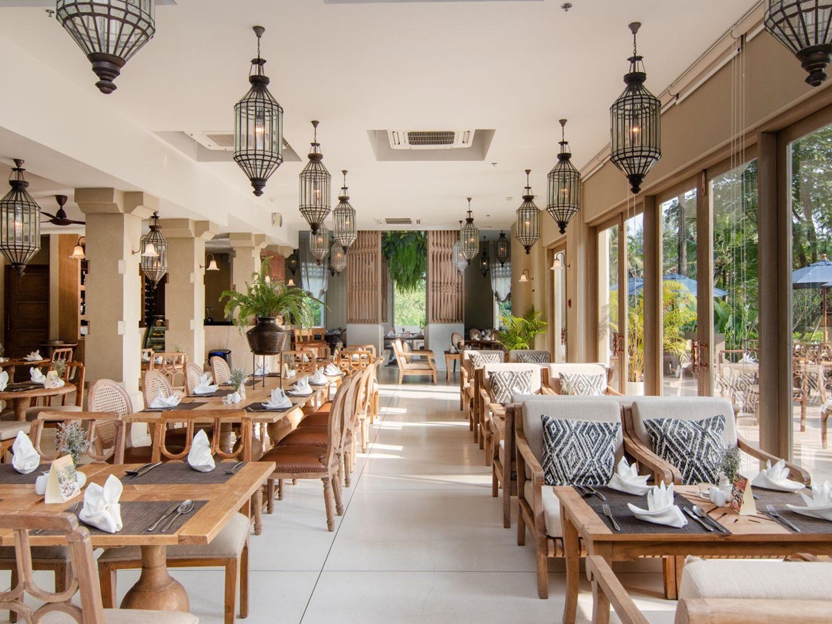 Takola restaurant terrace at Devasom Khao Lak on the south coast of Thailand