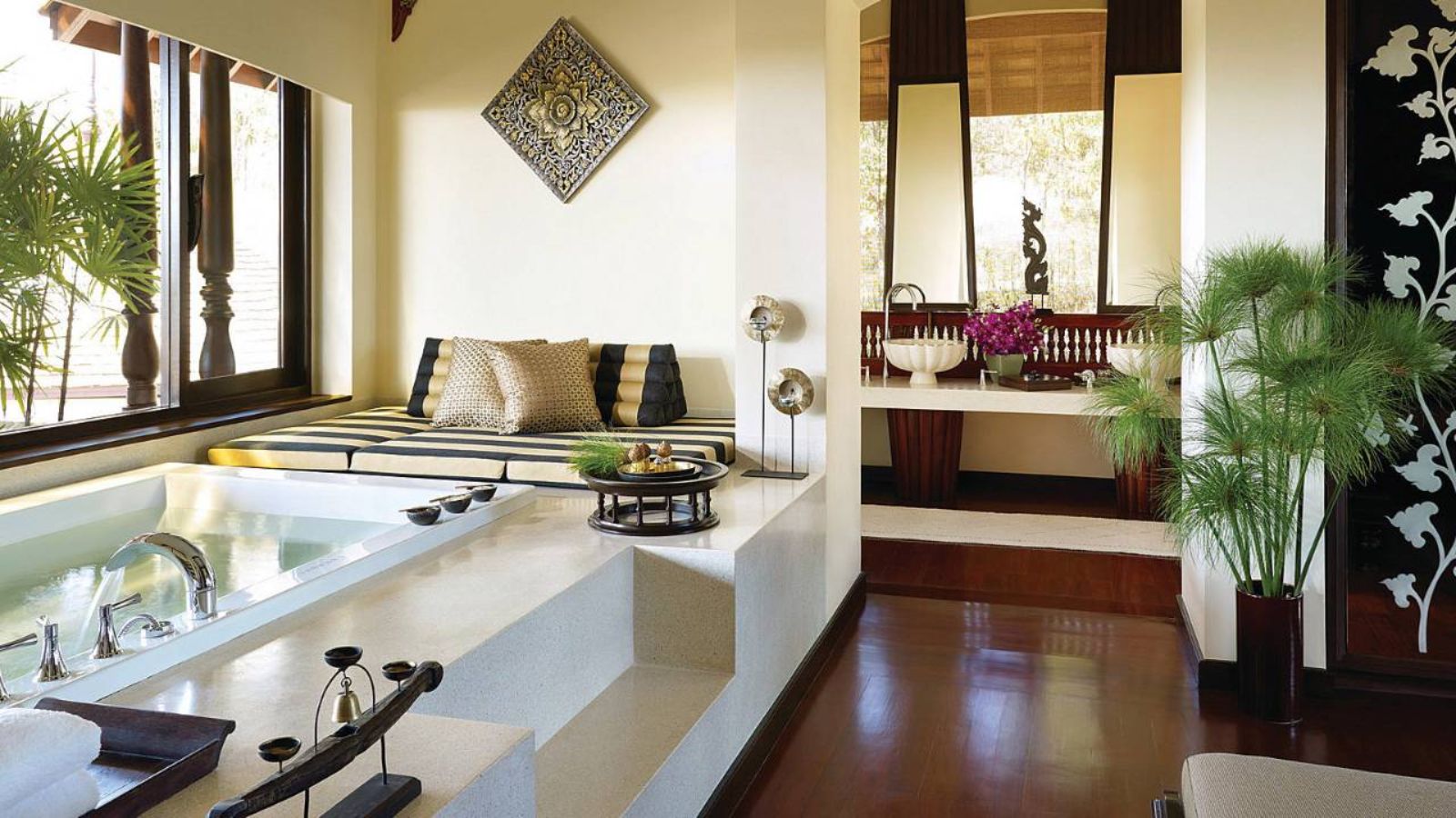 Bathroom in a three bedroom residence villa at luxury resort Four Seasons Chiang Mai